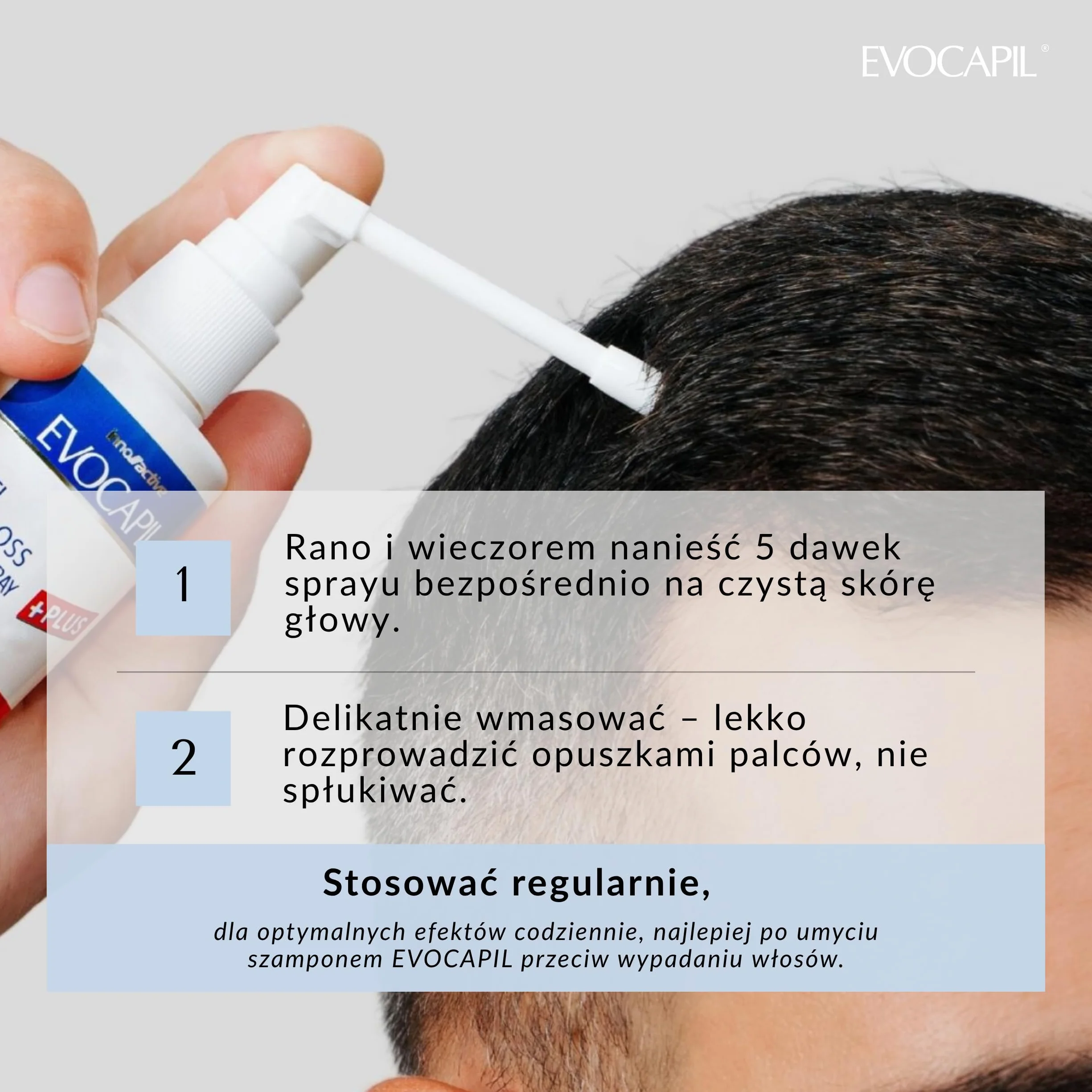 EVOCAPIL Plus Spray przeciw wypadaniu włosów – 5% Procapil i kompleks witaminowy – wzmacnia cebulki włosów, wspomaga wzrost włosów – spray na porost włosów – 1 opakowanie