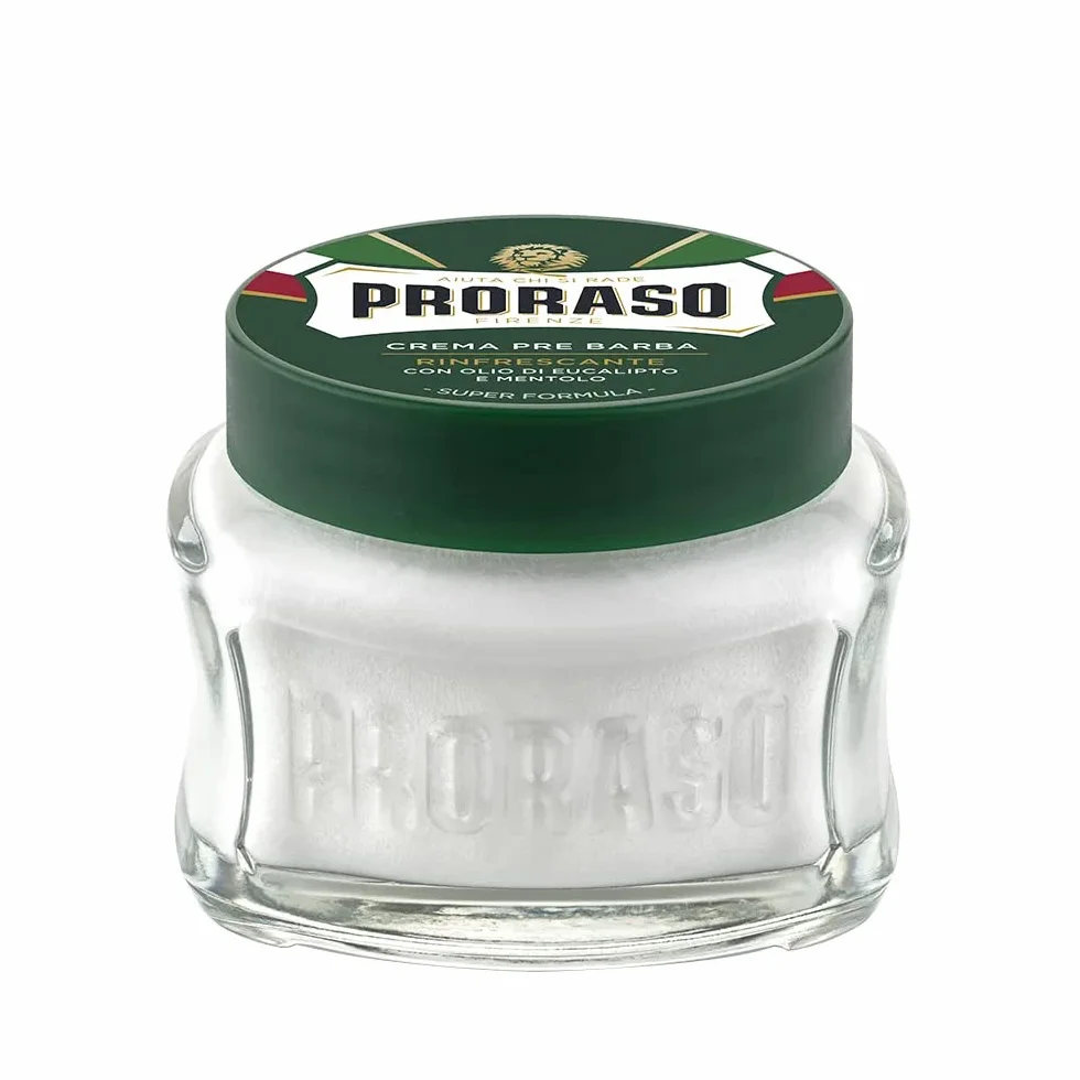 Proraso Orzeźwiający krem do brody, 3 x 100 ml, orzeźwiający i orzeźwiający krem do brody z olejkiem eukaliptusowym i mentolem, wyprodukowany we Włoszech