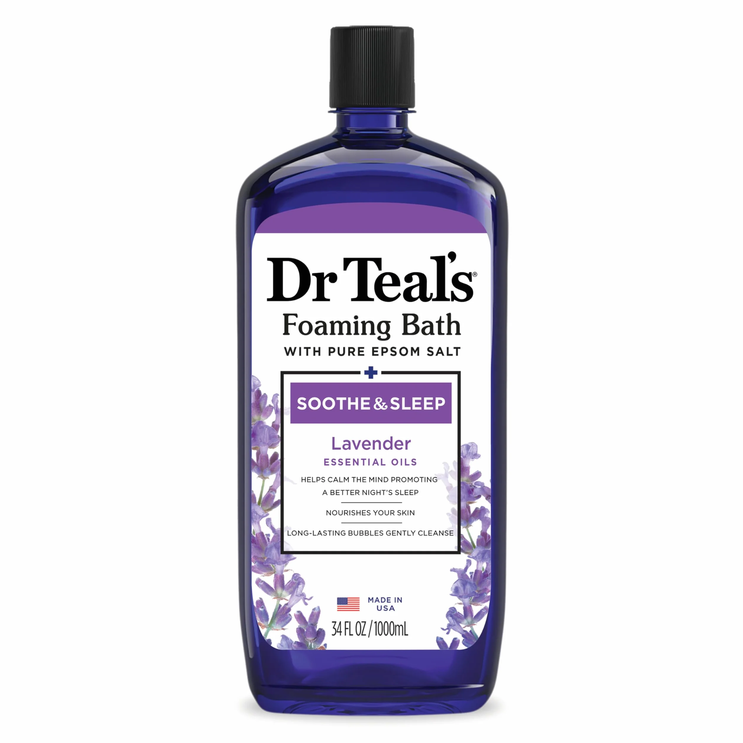 Dr Teal's Pure Epsom Salt Foaming Bath, pianka do kąpieli uspokajającej i snu, z lawendą. 1 l.