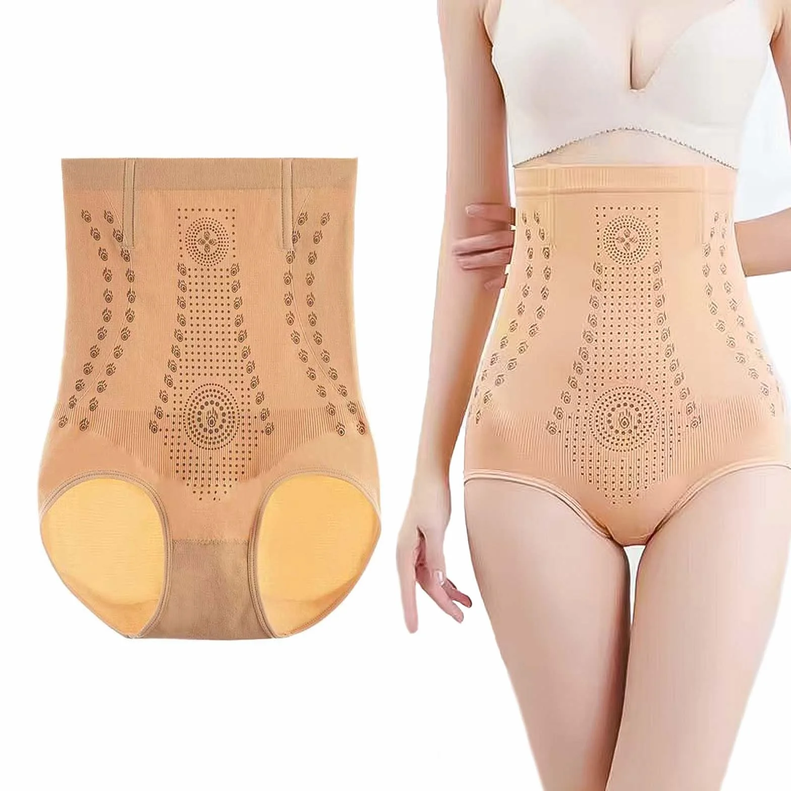 Bielizna wyszczuplająca brzuch, majtki push-up, majtki wyszczuplające brzuch, miękkie i wygodne, z wysoką talią, bielizna modelująca sylwetkę, jasnożółte, XL