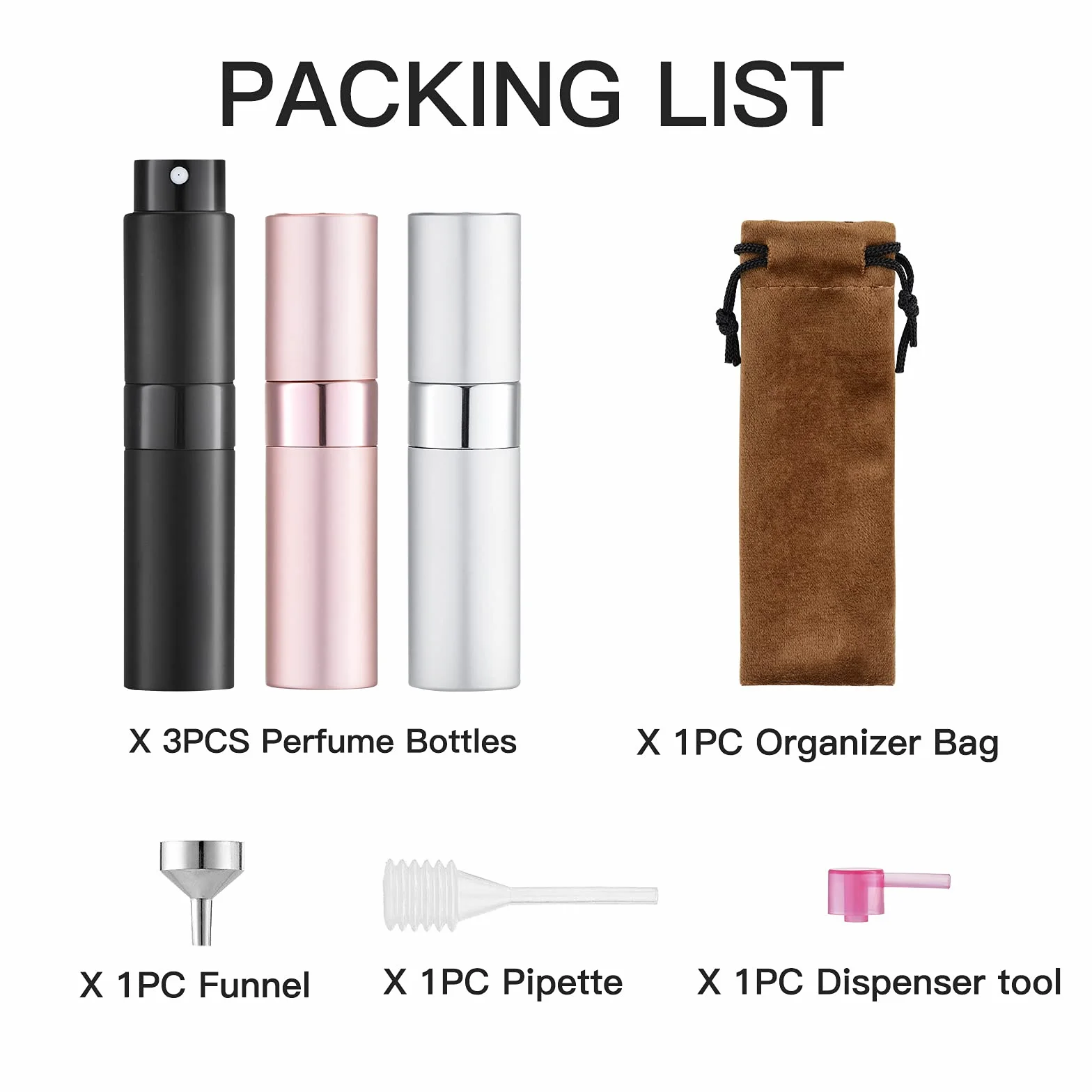 Toureal Podróżny Atomizer do Perfum Wielokrotnego Użytku - Mini Szklana Butelka do Aftershave dla Kobiet i Mężczyzn - Przenośny Dozownik (Różowy, 3 szt.)