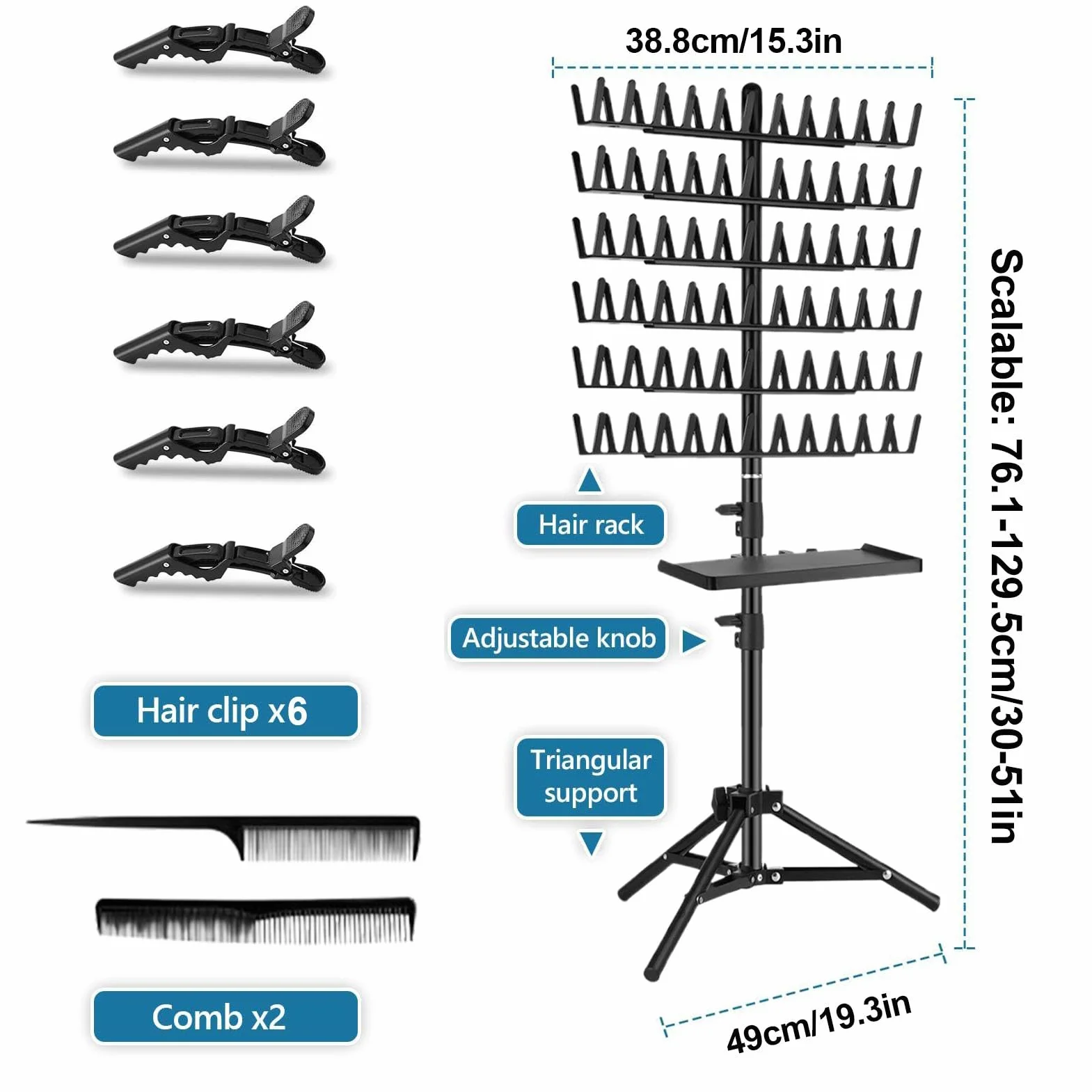 Braiding Hair Rack, stojak z przegrodami, przenośny stojak do dzielenia włosów, narzędzie do oplatania włosów, stojak dzielący do zaplatania, pleciony organizer, przenośny stojak do dzielenia włosów,