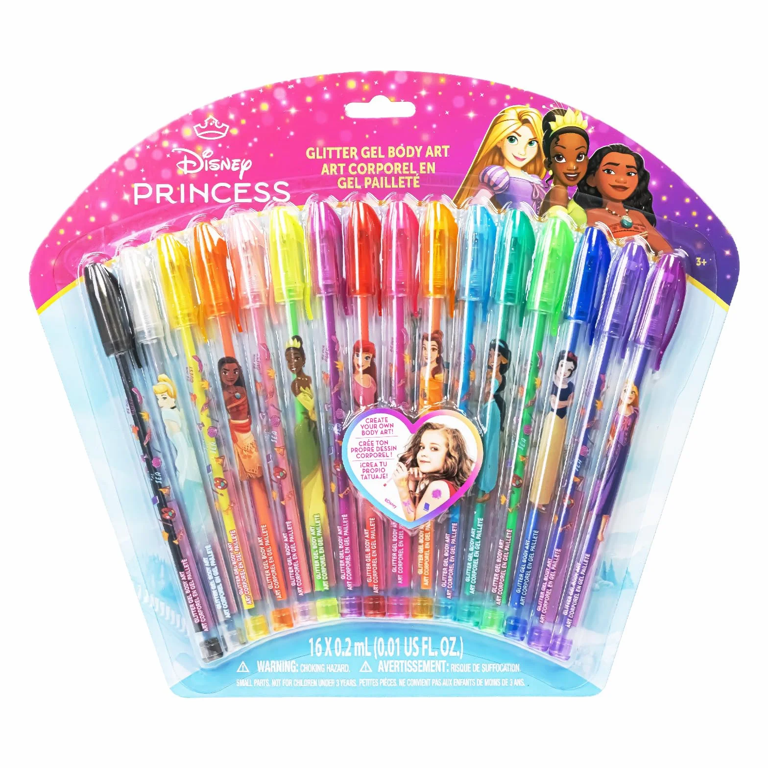 Disney Princess Zestaw Brokat Body Art 16 szt Dziewczynki 3+