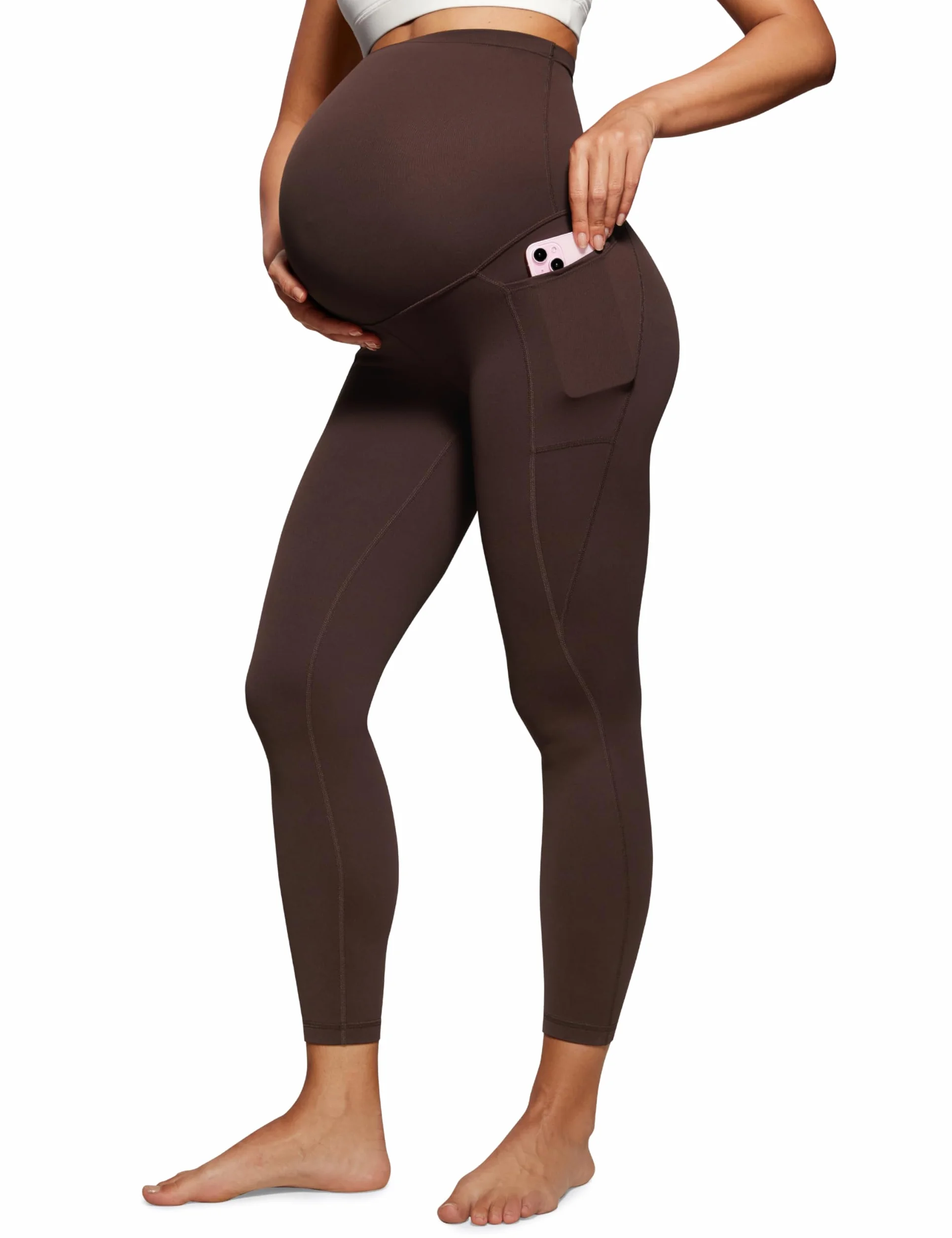 CRZ YOGA Damskie legginsy ciążowe Butterluxe z kieszeniami na brzuchu, 25 cali – spodnie ciążowe do ćwiczeń i jogi, miękkie