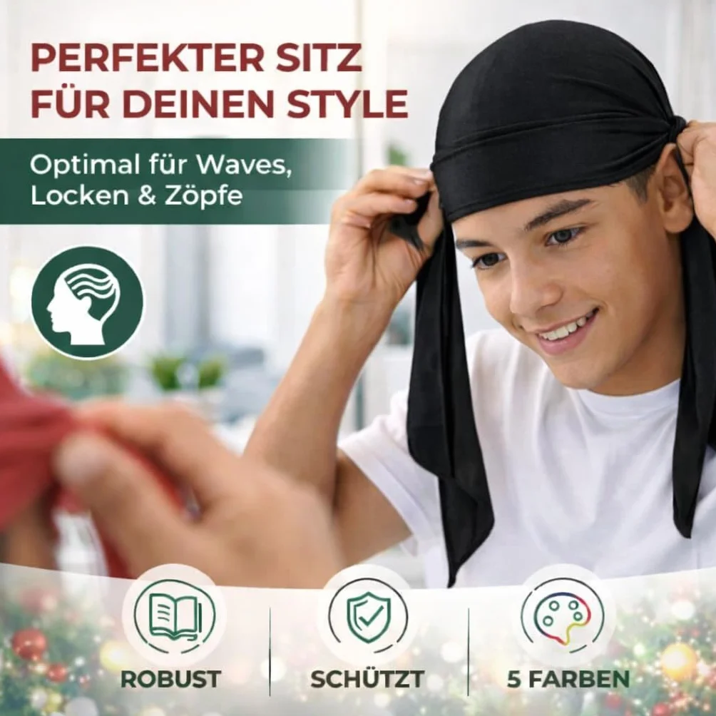TK Gruppe Timo Klingler Durag - kostium nakrycie głowy na fale, loki i warkocze - kostium turban/pirata na karnawał hip hop