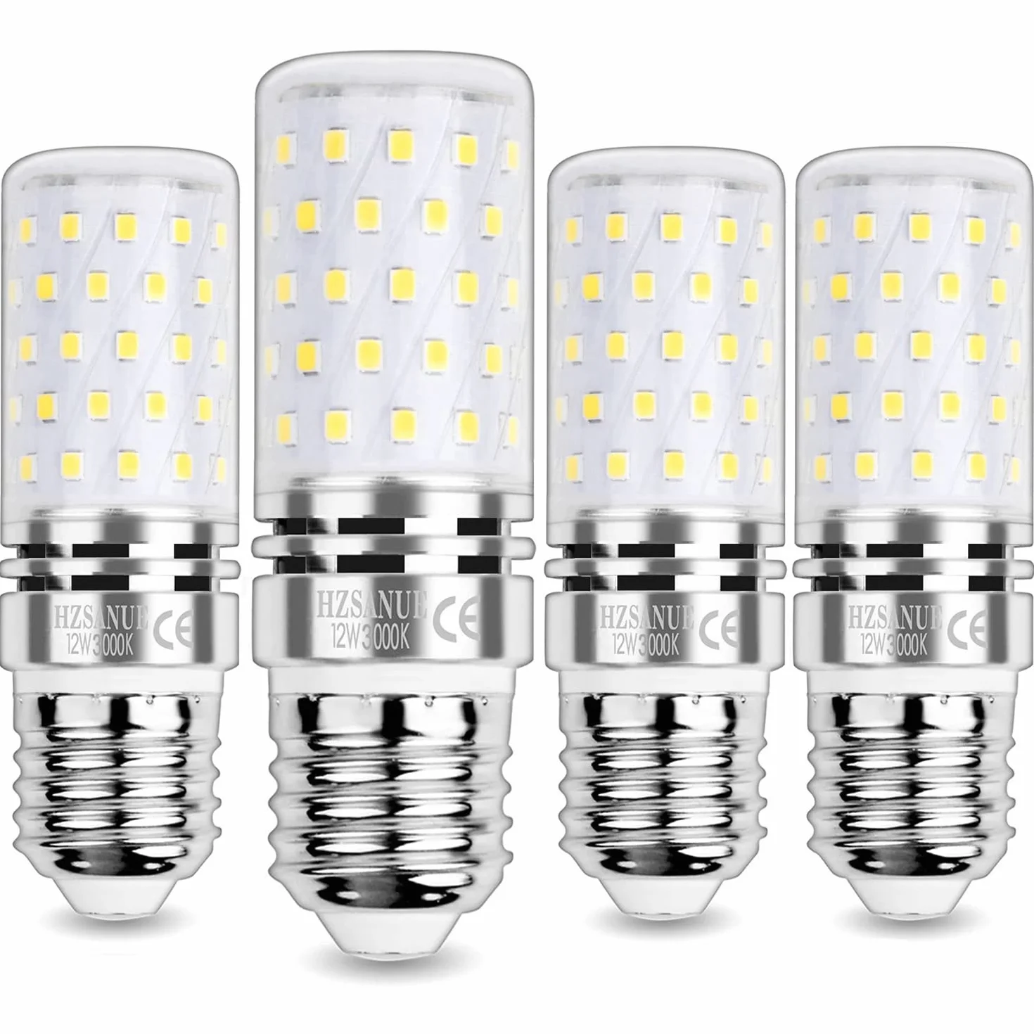 E27 żarówki LED Kukurydziane 12W, 3000K Ciepła Biel, 1350 lm, małe żarówki śrubowe Edisona, 100W Odpowiednik żarówek żarowniczych, Opakowanie 4 szt