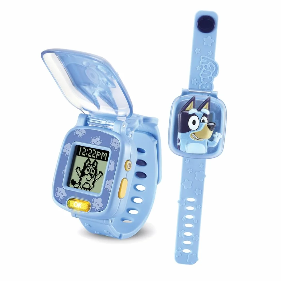 VTech - Cyfrowy zegarek edukacyjny Bluey, wielofunkcyjny, gry, alarm, stoper, zabawka dla dzieci w wieku +3 lat, wersja ESP