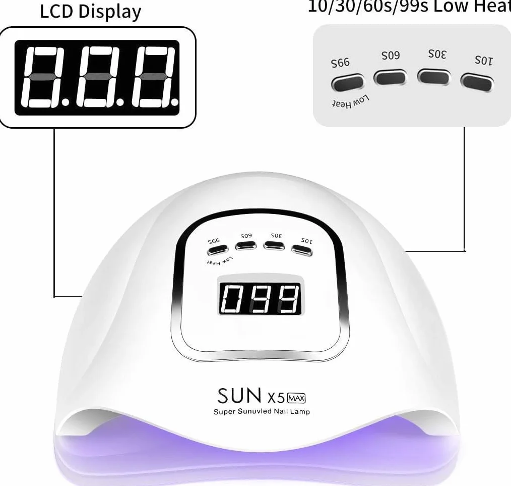 BEENLE Lampa UV LED do paznokci 150 W, profesjonalna suszarka do paznokci, żelowa lampa do paznokci UV z 4 ustawieniami timera, utwardzający lakier do paznokci, suszarka LED (biała, 150 W)