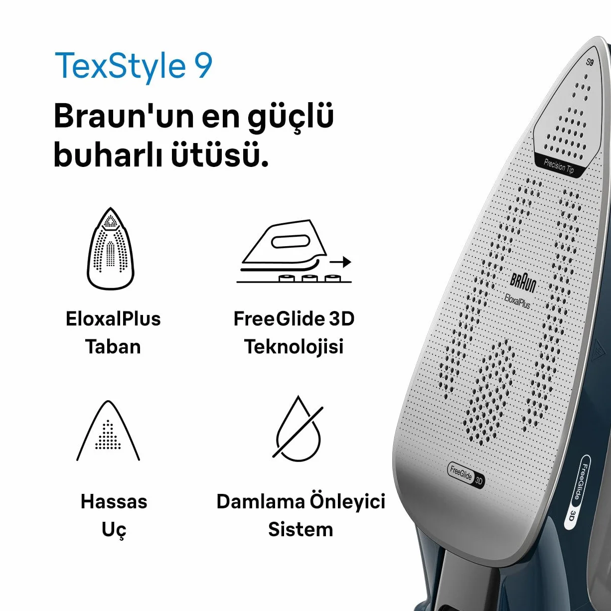 Braun Texstyle 9 Żelazko, Ciemnoniebieski/Czarny, 3200 W