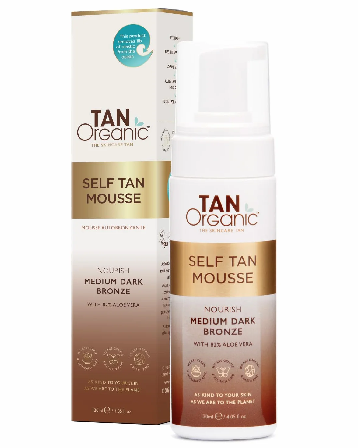 TanOrganic: Pianka samoopalająca, naturalne składniki, certyfikowane składniki organiczne, zatwierdzone przez dermatologów - 120ml