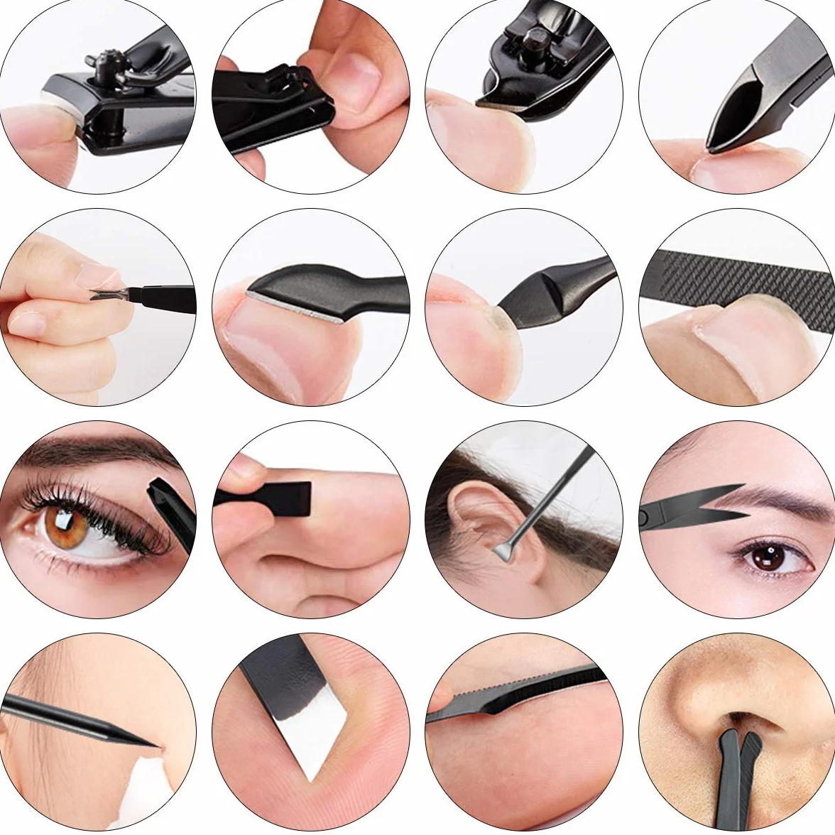 Leipple zestaw do manicure pedicure 16 w 1 stal nierdzewna obcinacz do paznokci ze skórzanym etui podróżnym