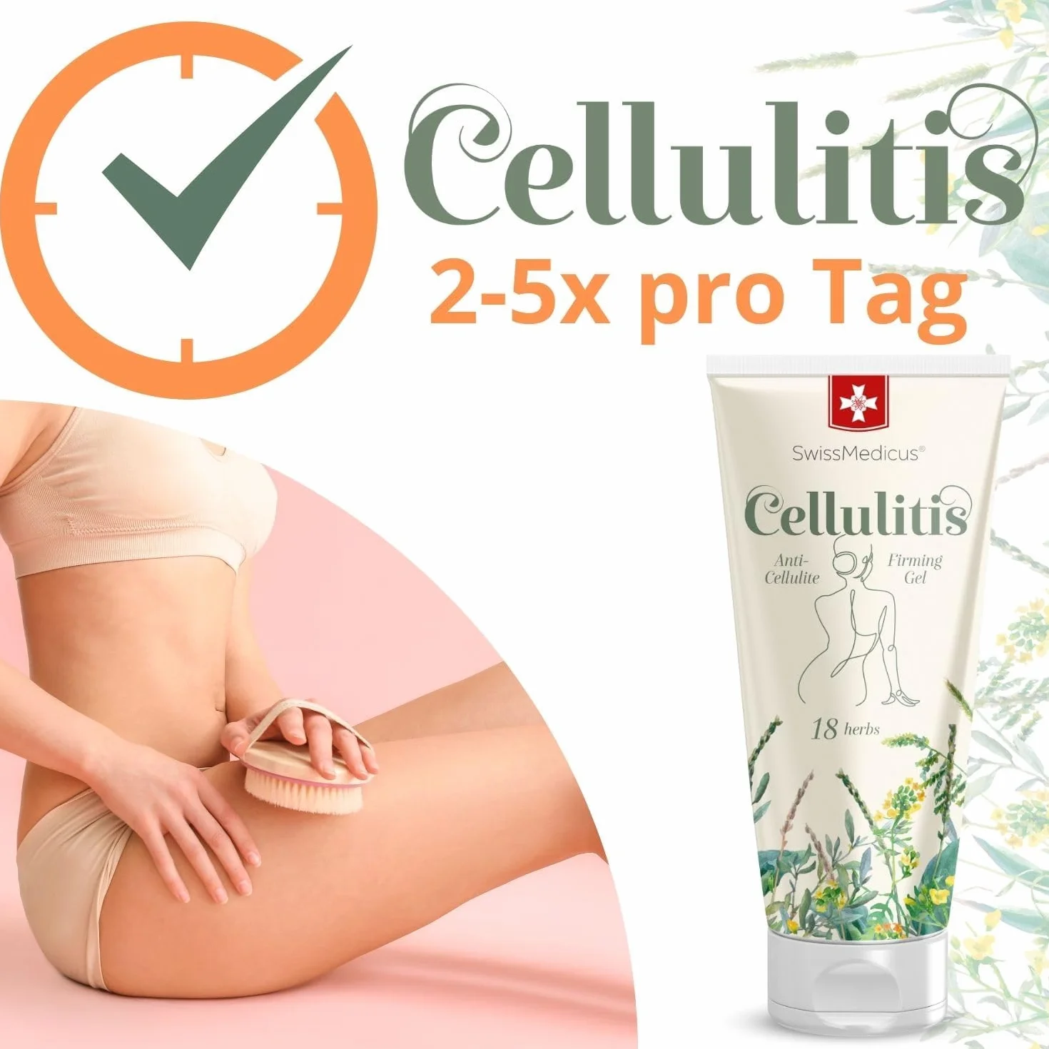 SwissMedicus Naturalny antycellulitowy krem do ciała z rozmarynem, guarana, balsam kojący do masażu