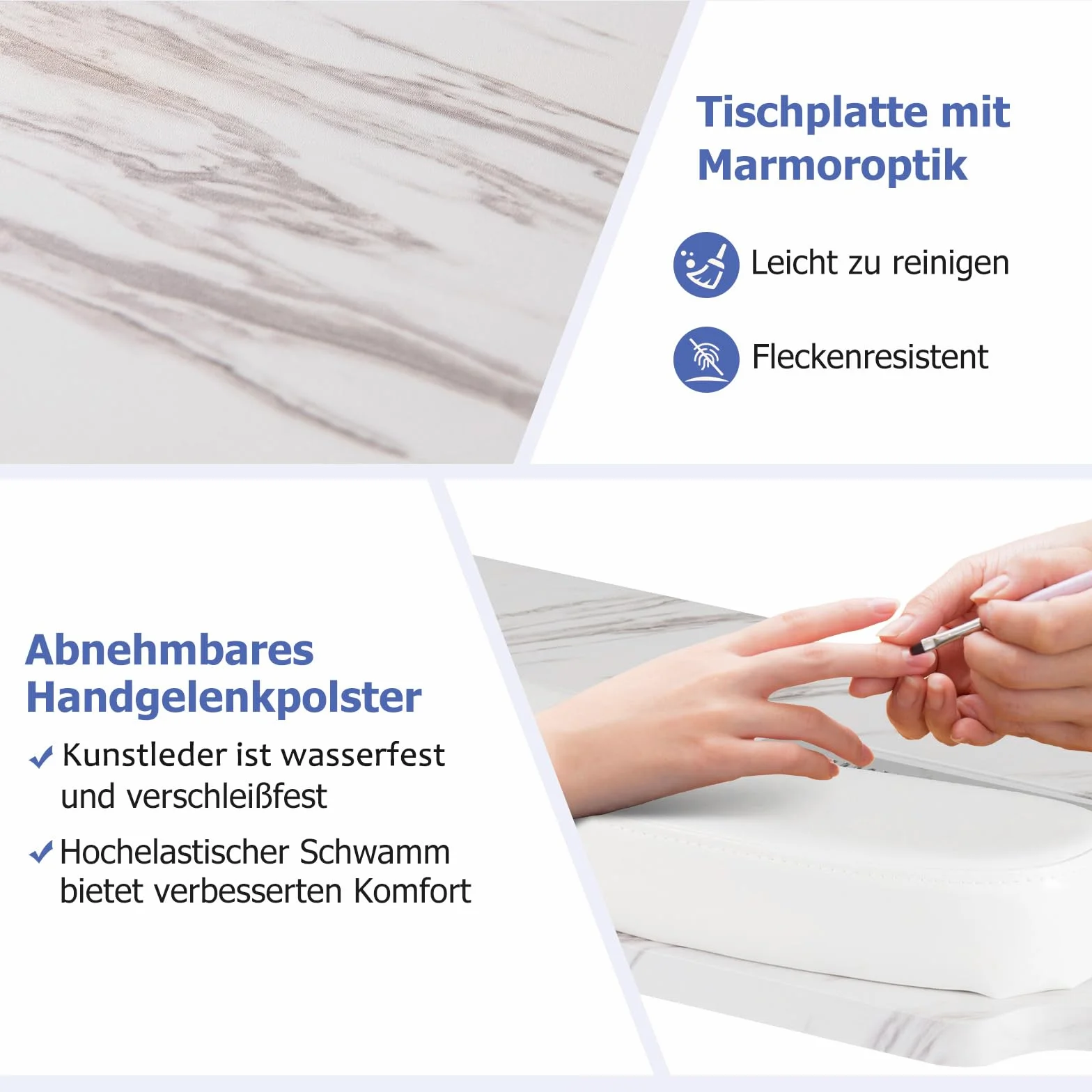 COSTWAY składany stół do manicure z odkurzaczem, lampą LED i torbą do noszenia biały