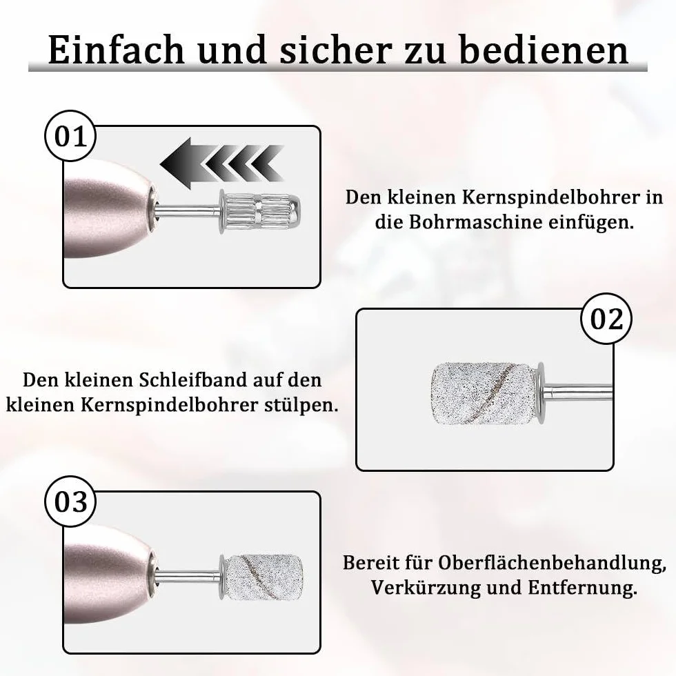 Tuleje szlifierskie frezarki do paznokci, 100 sztuk, zestaw wierteł do paznokci z końcówkami, nasadki szlifierskie, nasadki do frezarki do paznokci, do manicure, paznokci akrylowych, żelowych