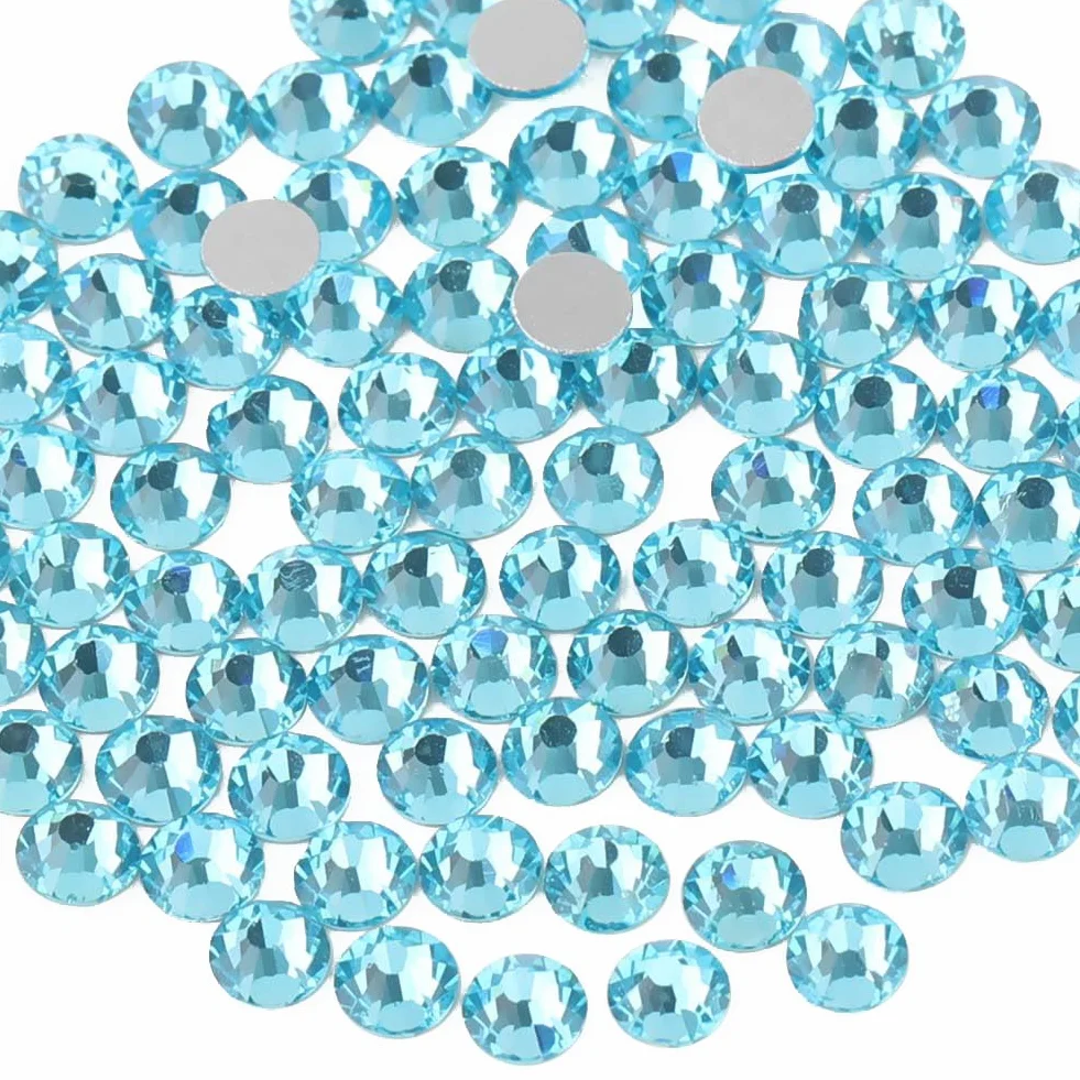 BEADSLAND 1440 sztuk płaskich kamieni strasu, kryształki do paznokci, akwamaryn, SS3 (1,3 – 1,4 mm)