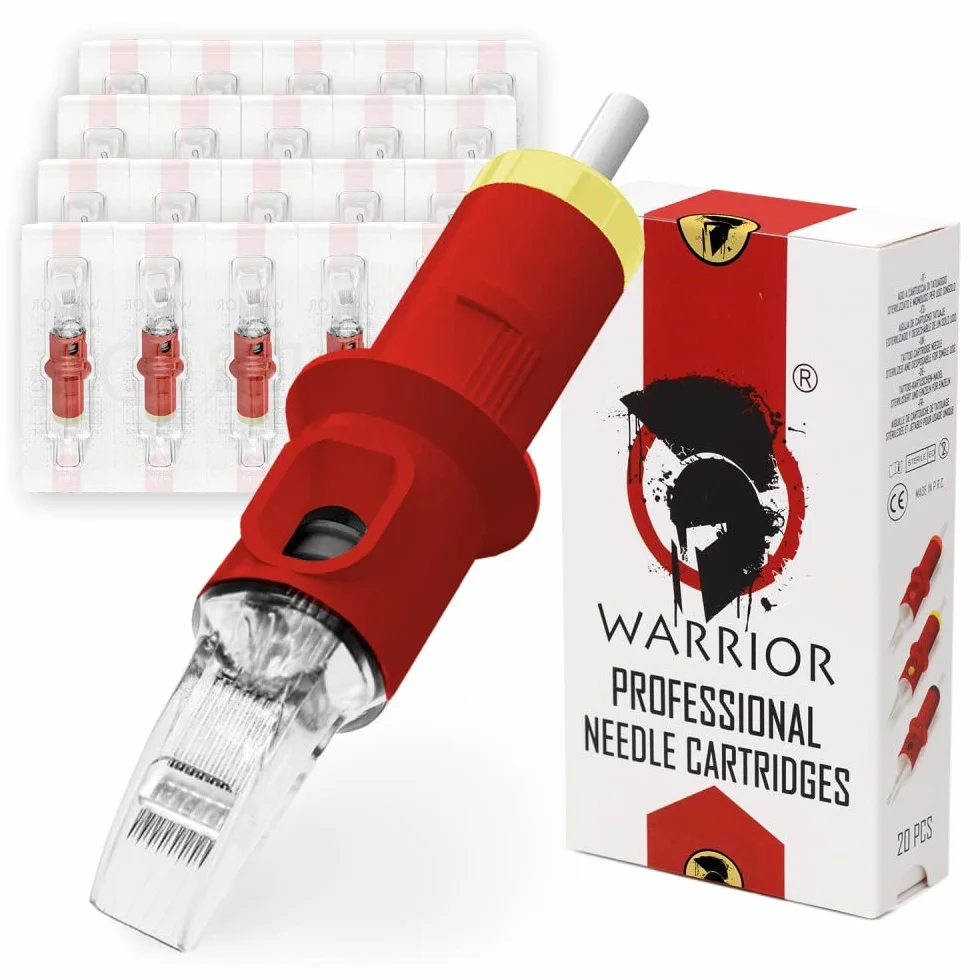 WARRIOR czerwone profesjonalne igły do ​​tatuażu sterylizowane gazem Eo Igła do tatuażu Big Magnum M1 20 szt. Stal chirurgiczna Jednorazowy makijaż permanentny(0.30mm-1009M1)