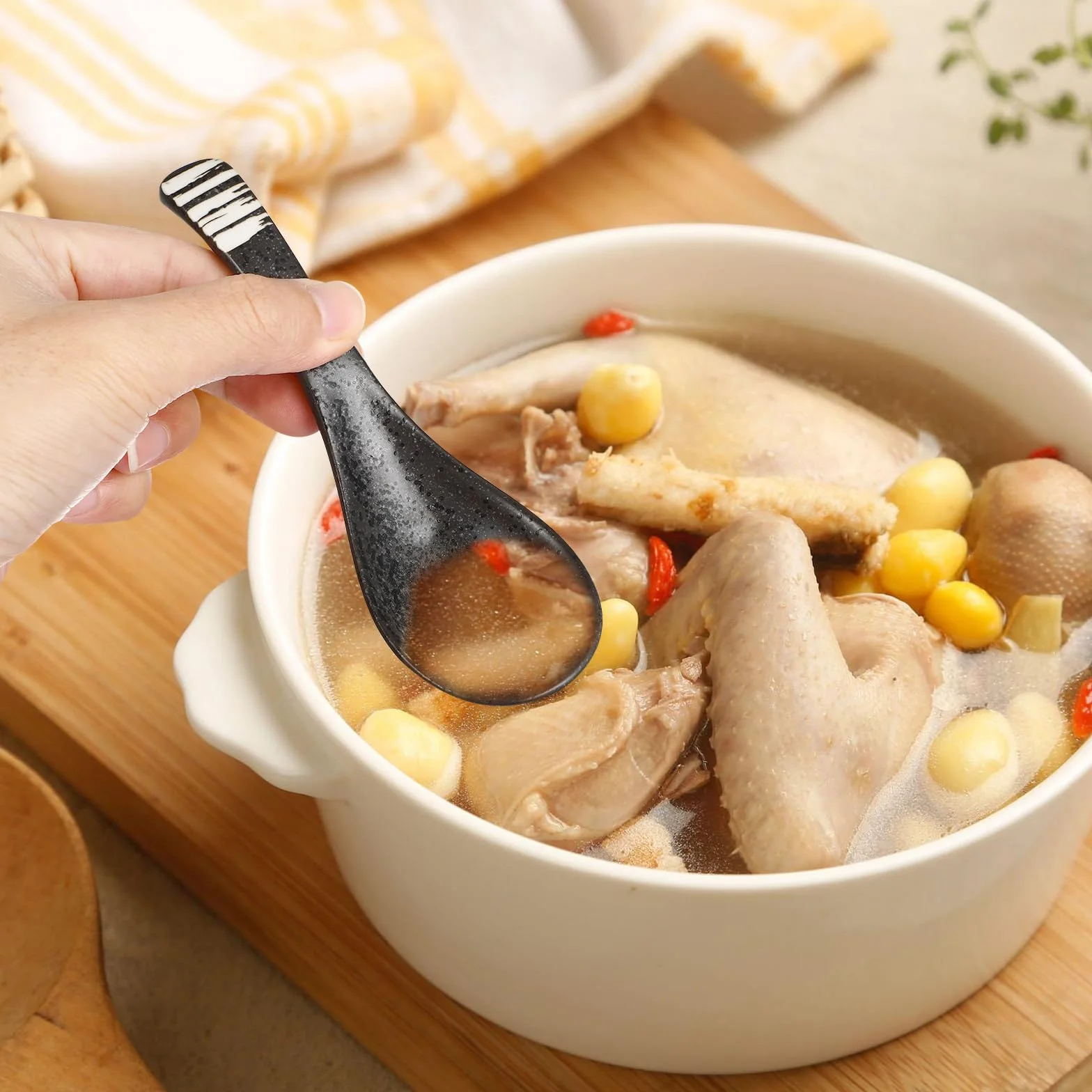 UPKOCH 5 Szt. Japońska Łyżka Do Degustacji, Deserowa, Płatków Owsianych, Kawy - Azjatycka Łyżka Ryżowa, Staromodny Owies, Koreański Ramen, Do Mieszania