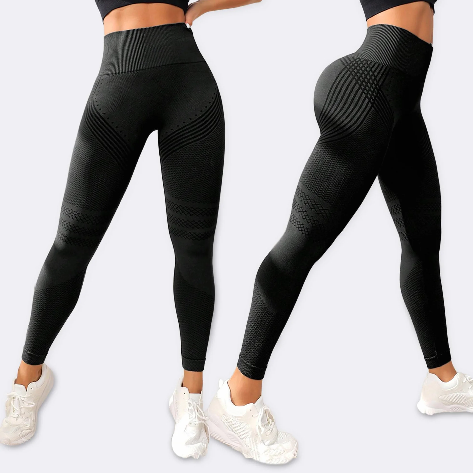 Legginsy antycellulitowe, damskie legginsy sportowe, długie, kompresyjne, pośladki, push-up, nieprzezroczyste, do jogi, pilatesu