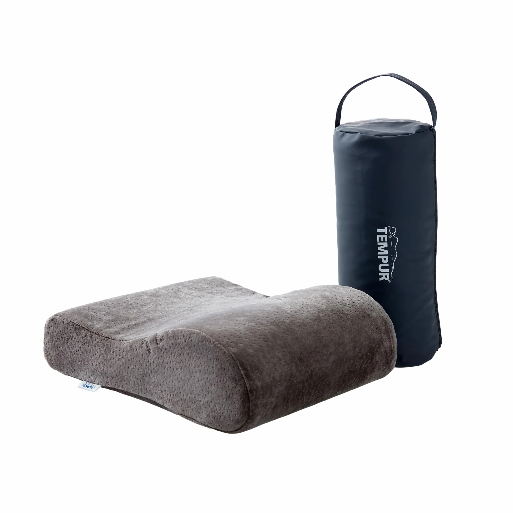 TEMPUR Poduszka podróżna z pianki memory, ergonomiczna poduszka podróżna pod kark z torbą transportową, Antracyt, Rozmiar 25 x 31 x 10/7 cm