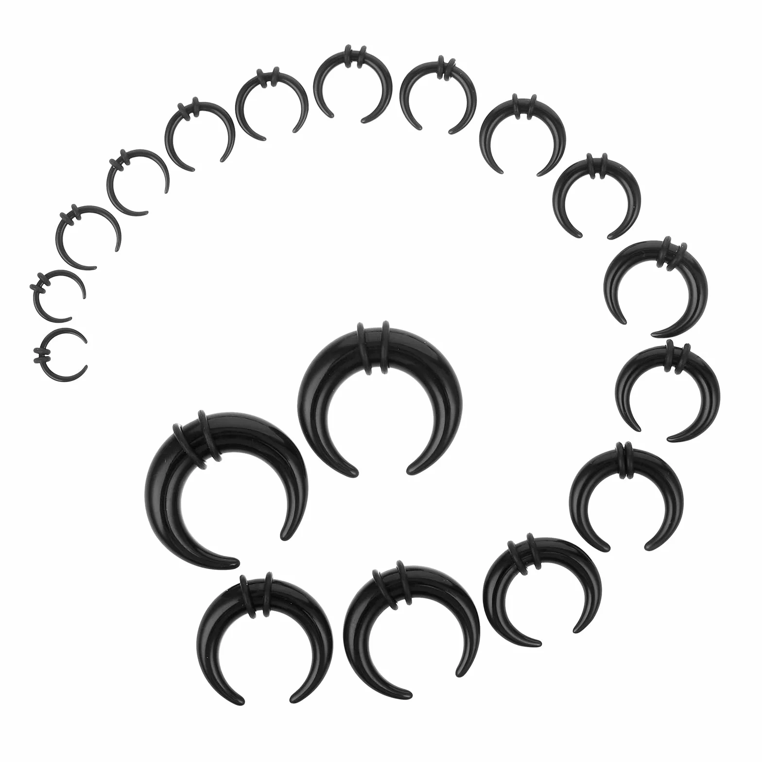 Yolev 18 sztuk kolczyków do septuma, akrylowych, w kształcie litery C, czarne, miękkie, membranowe, stretch, zestaw do piercingu, biżuteria do nosa i uszu, dla kobiet
