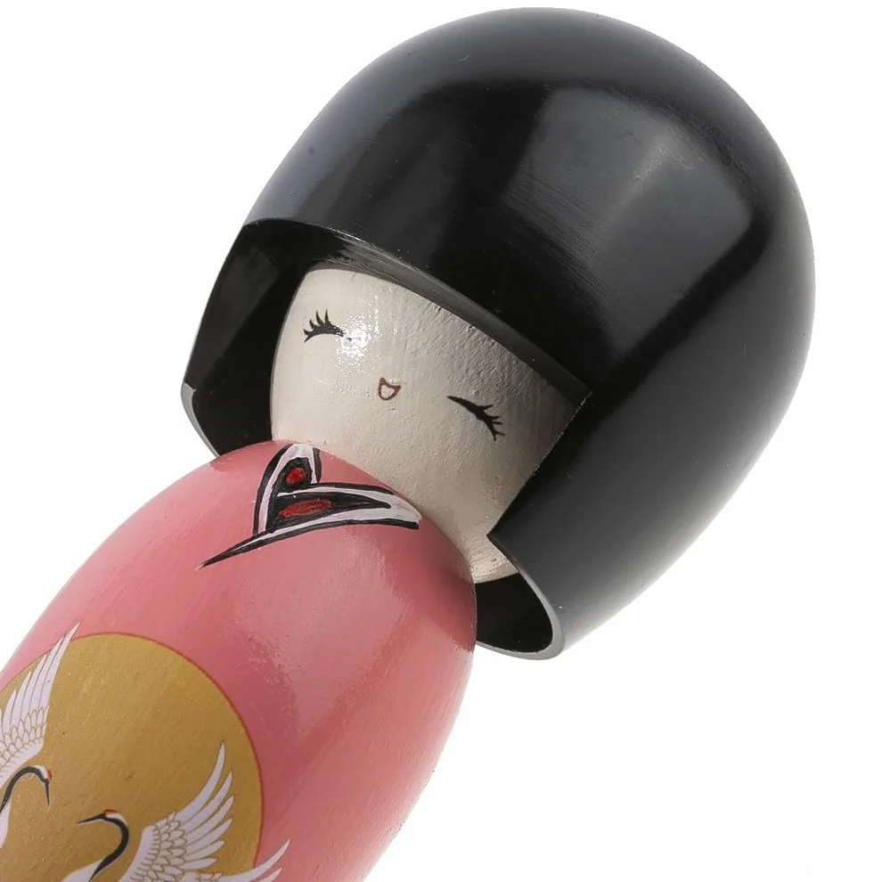 lachineuse - Japońska niebieska trwałość Kokeshi 13,5 cm - Japońska drewniana lalka z żurawiem ptaka kimono - japońska figurka dekoracyjna - tradycyjna Japonia Kokeshi - Oryginalny pomysł na prezent