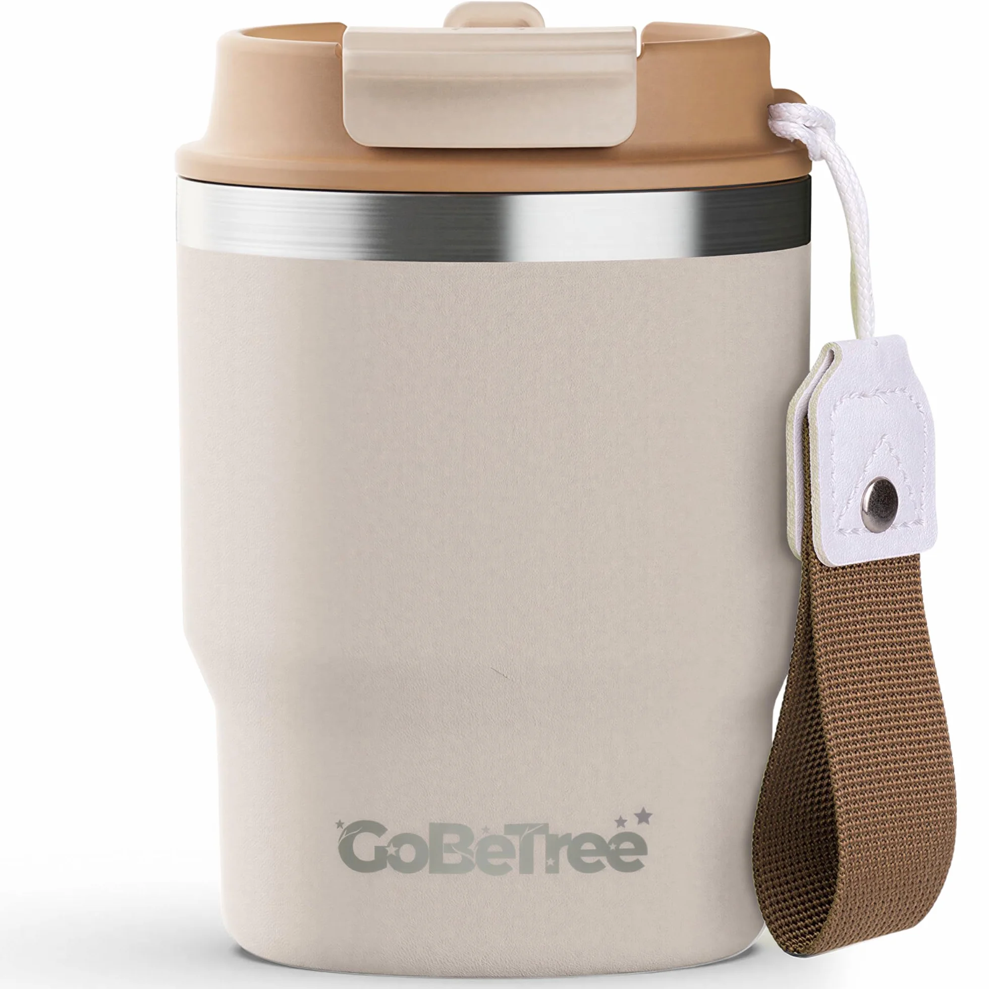 GoBeTree Kubek Termiczny do Kawy 360 ml (12 oz) Stal Nierdzewna ANTIQUE. izolowany tumbler z pokrywką 3 w 1 szczelną, słomką wewnętrzną i odpinanym paskiem do biura, samochodu, podróży i siłowni