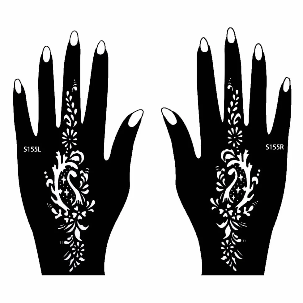 Akcja! Henna szablony do tatuażu 8 sztuk zestaw do jednorazowego użytku do rąk, również do tatuaży brokatowych i tatuaży Air Brush Set Jaiya