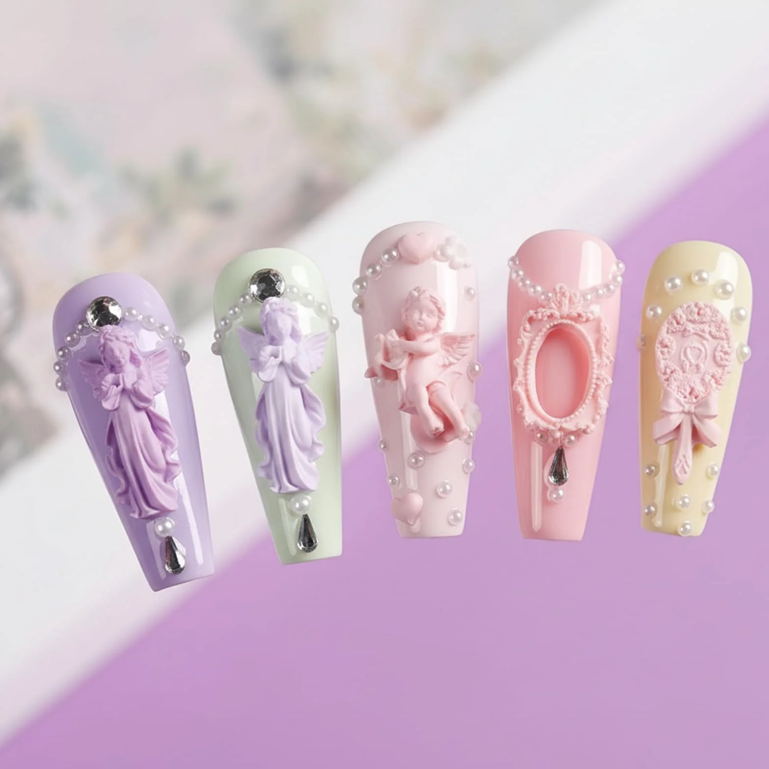 Nails Mold, 4 szt. Stempel do paznokci Zestaw z żelem 3D Nail Art Silikonowy kształt Motywy Y2K, szablony do stempli do paznokci