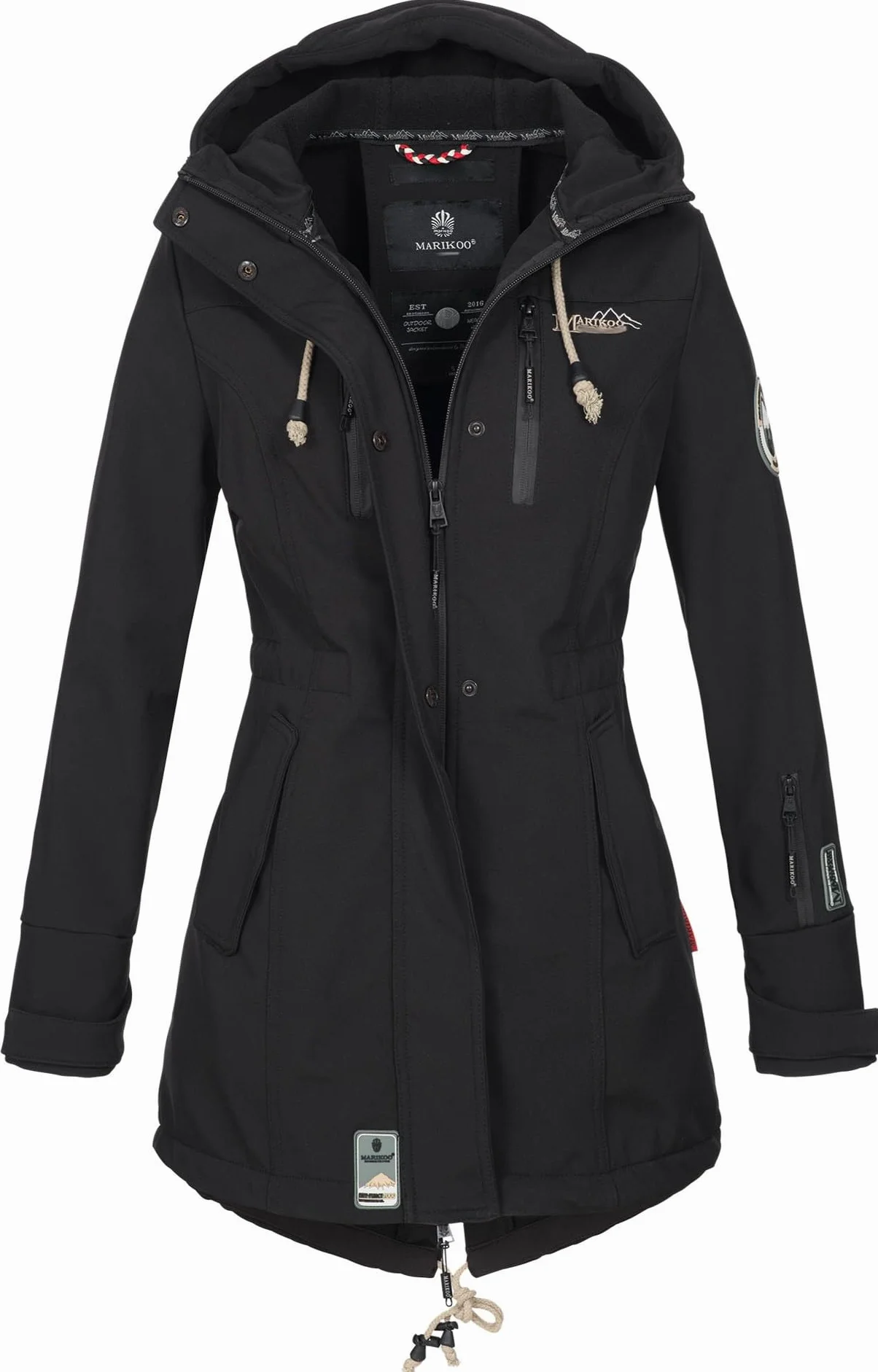 MARIKOO damska kurtka zimowa, zimowy płaszcz outdoorowy, wodoodporny, Softshell B614