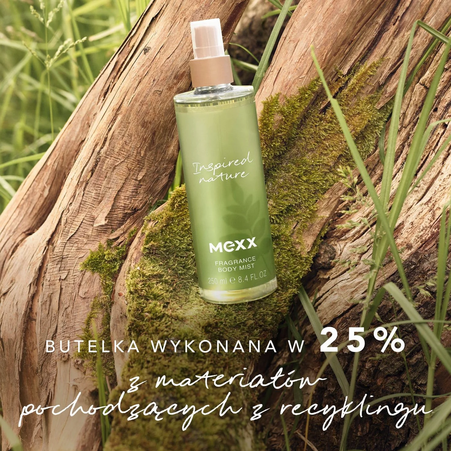 Mexx Inspired Nature Mgiełka do Ciała dla Kobiet o Zapachu Begramotki i Zielonej Sosny, 250 ml