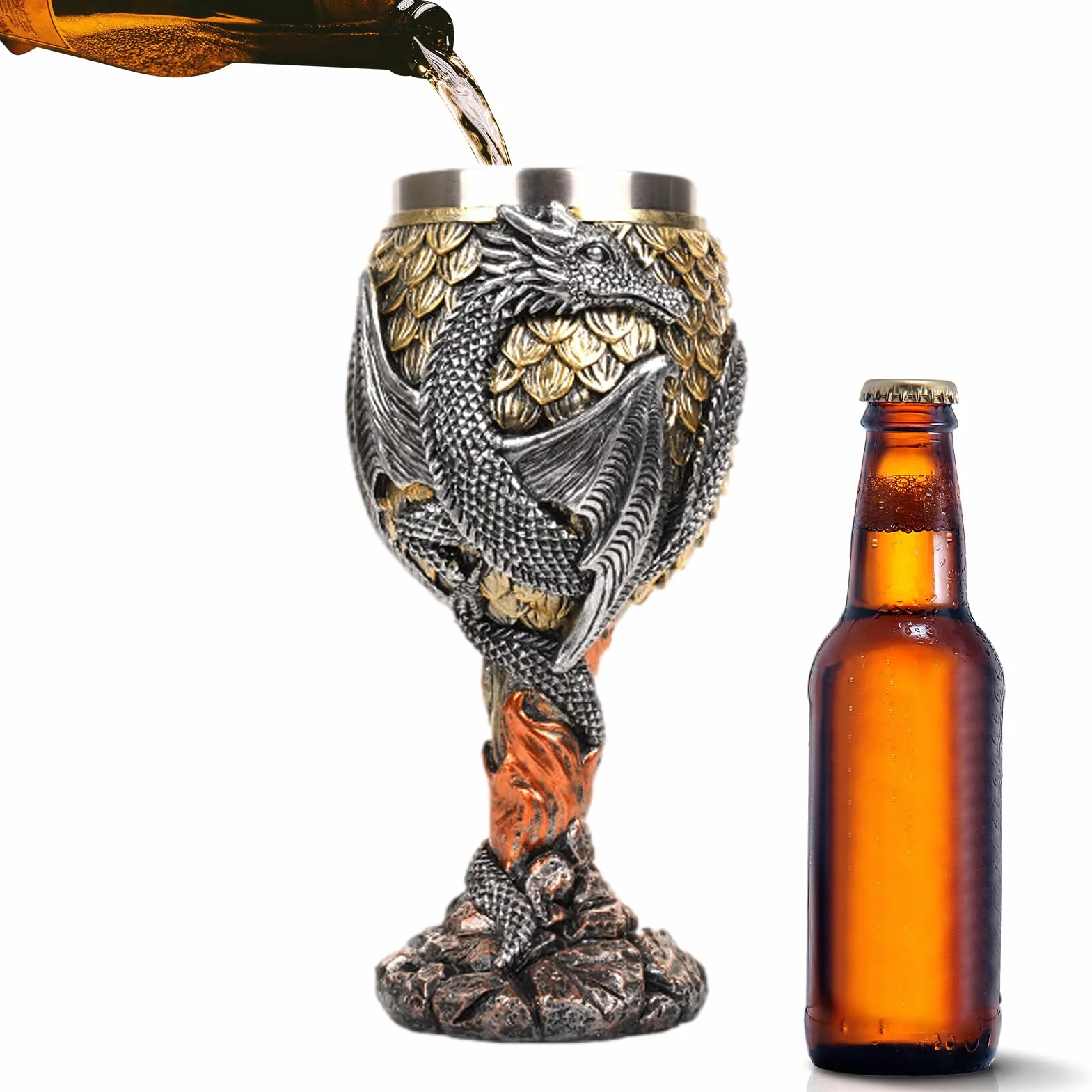 Średniowieczny kielich, smoczy kieliszek do wina - Kielich do wina ze stali nierdzewnej Dragons,Kielichy Smoków, bezpieczny i kreatywny średniowieczny kielich codziennego picia i dekoracji przyjęć