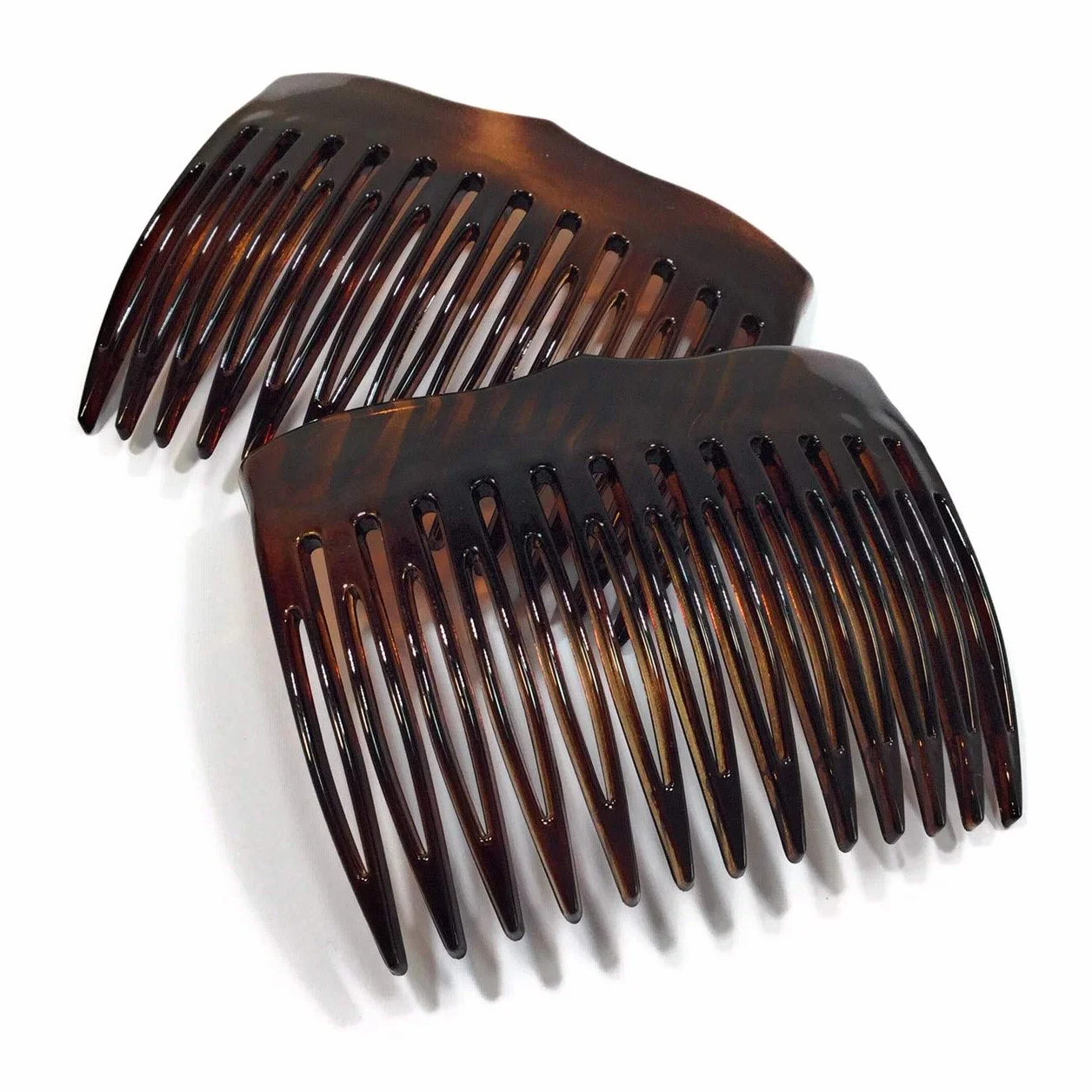 2 x grzebień ok. 6,9 x 5,2 cm havanna brązowy ząb rozłupujący grzebień florystyczny made in France (517H)