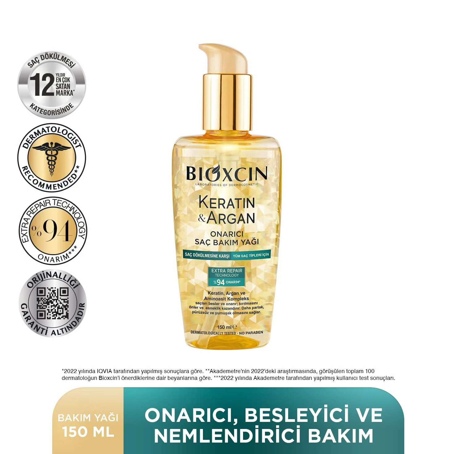 Bioxcin Keratyna i arganowy olejek do pielęgnacji włosów, 150 ml, głęboka pielęgnacja zniszczonych włosów, z efektem zapobiegającym puszeniu się, do wszystkich rodzajów włosów