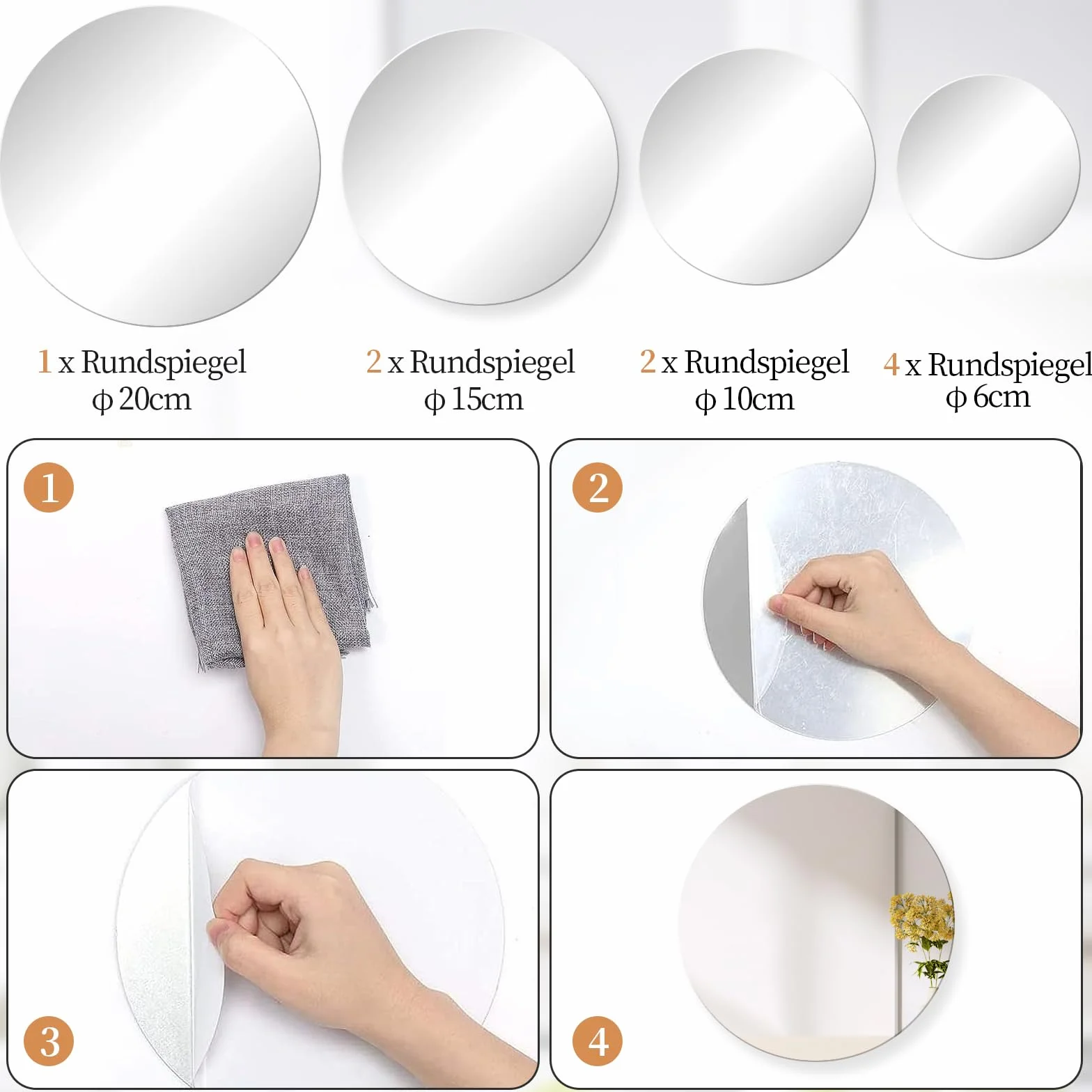 9 sztuk naklejek na lustro, akrylowe lustro ręczne HD "zrób to sam", do pokoju dziecięcego, elastyczne folie lustrzane, lustro akrylowe, lustro szkolne, małe okrągłe lustro do salonu,