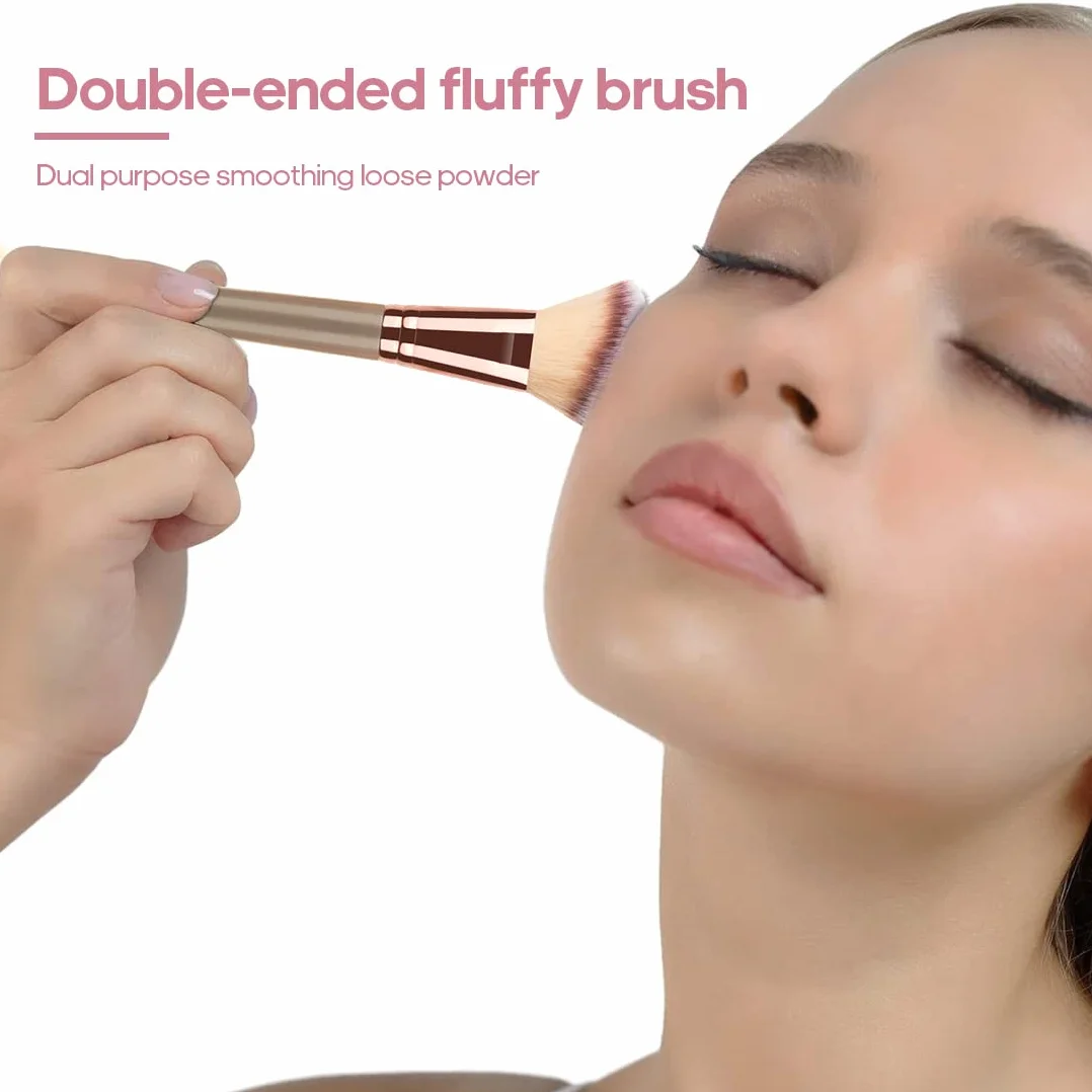 LEEQ Magiczny pędzel do twarzy Bronzer 2 szt. Uniwersalny pędzel do makijażu do różu, brązu, pudru