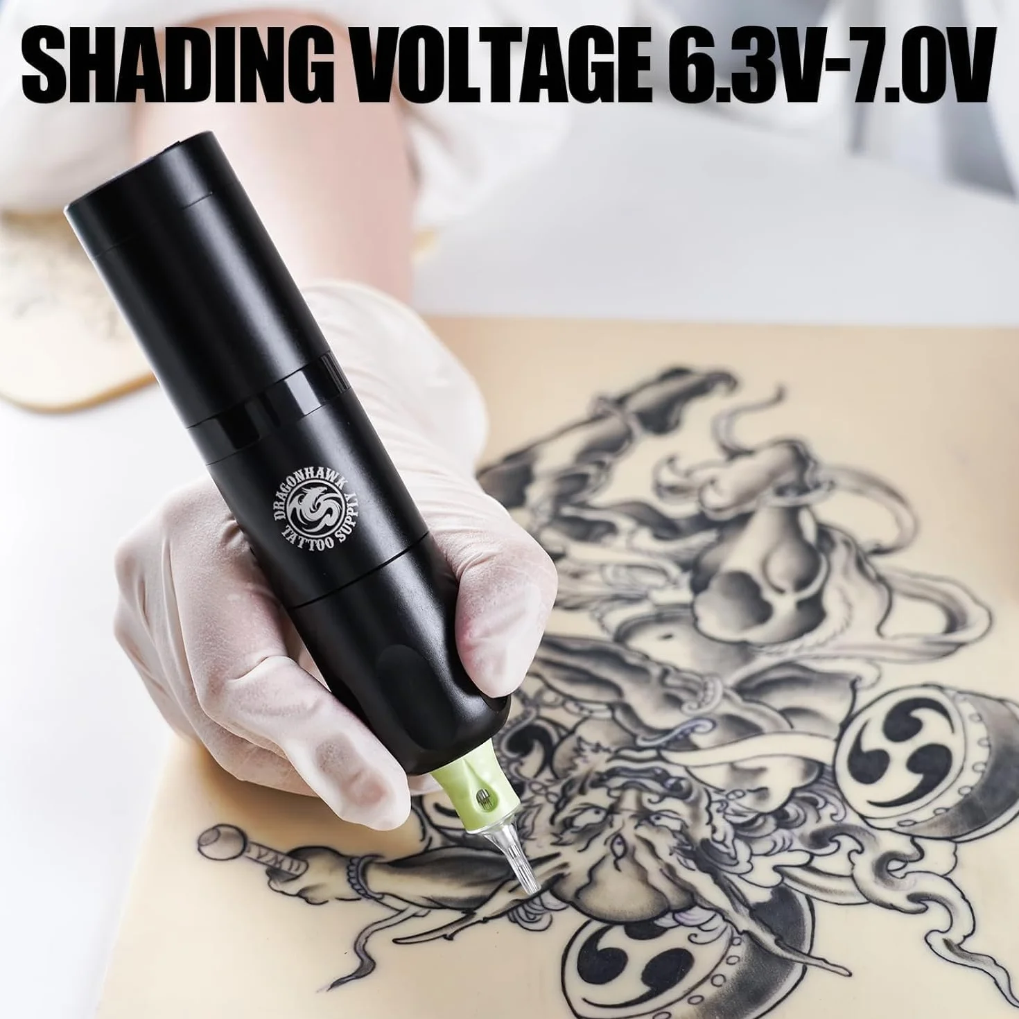 Dragonhawk Tattoo Kit X3 Wireless Tattoo Machine Pen Tattoo Gun with 1500mAh Battery Cartridge Needles Included, Complete Kit for Beginners