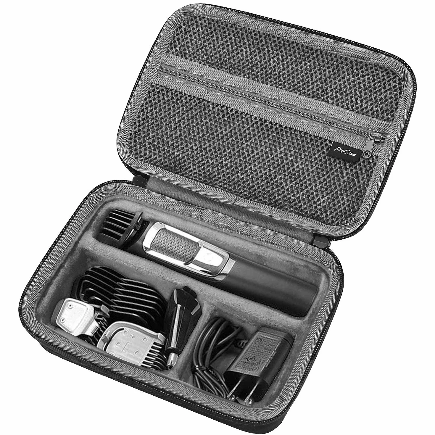 ProCase Twarda walizka pokrowiec na Philips Multigroom Series 3000 5000 7000 MG3750 MG5750/49 MG7750/49 golarka elektryczna i akcesoria dla mężczyzn - czarny