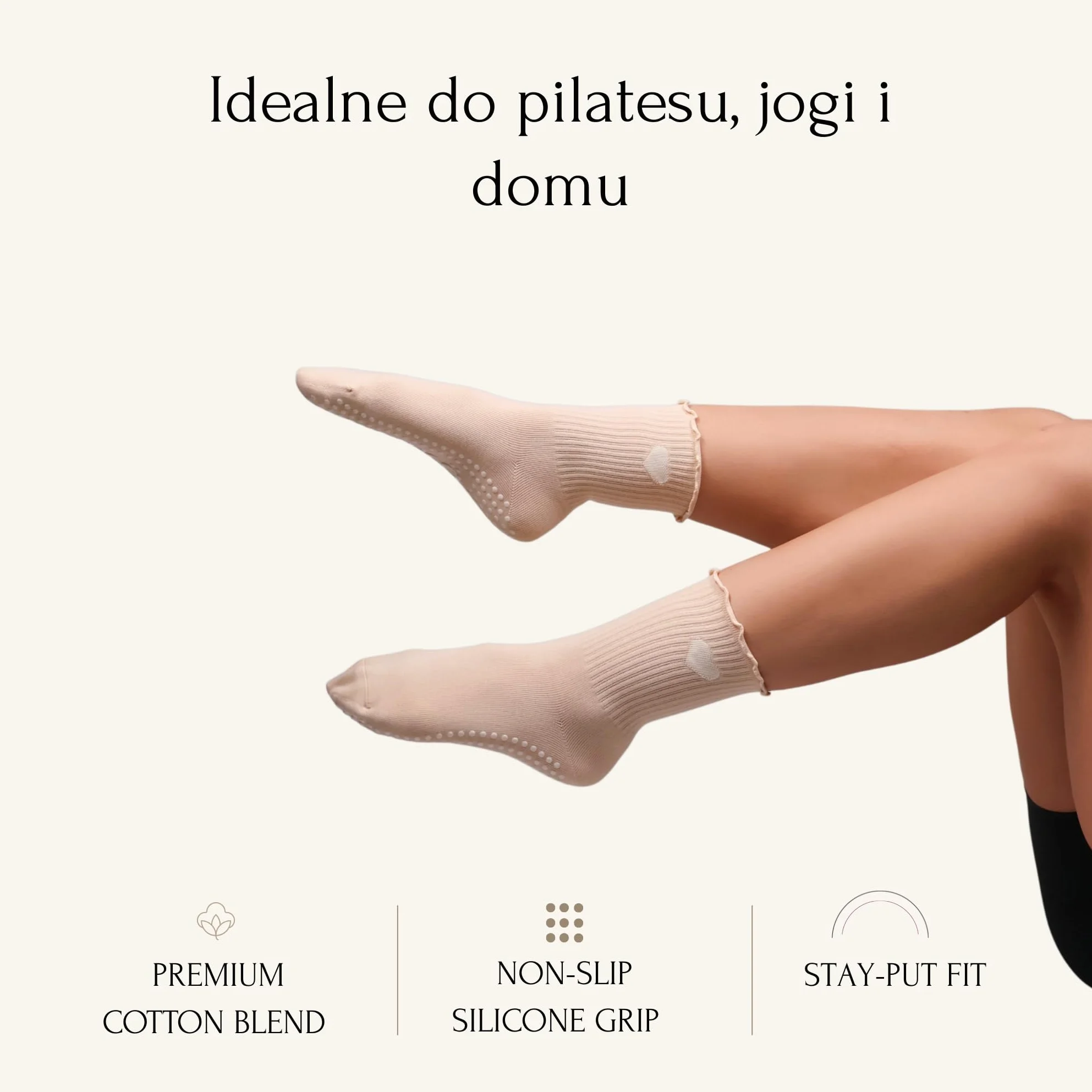Skarpetki antypoślizgowe do pilatesu – ultra mocny grip, stabilność i komfort – idealne do treningu w domu, do jogi i fitnessu – Grip Socks – Elkä