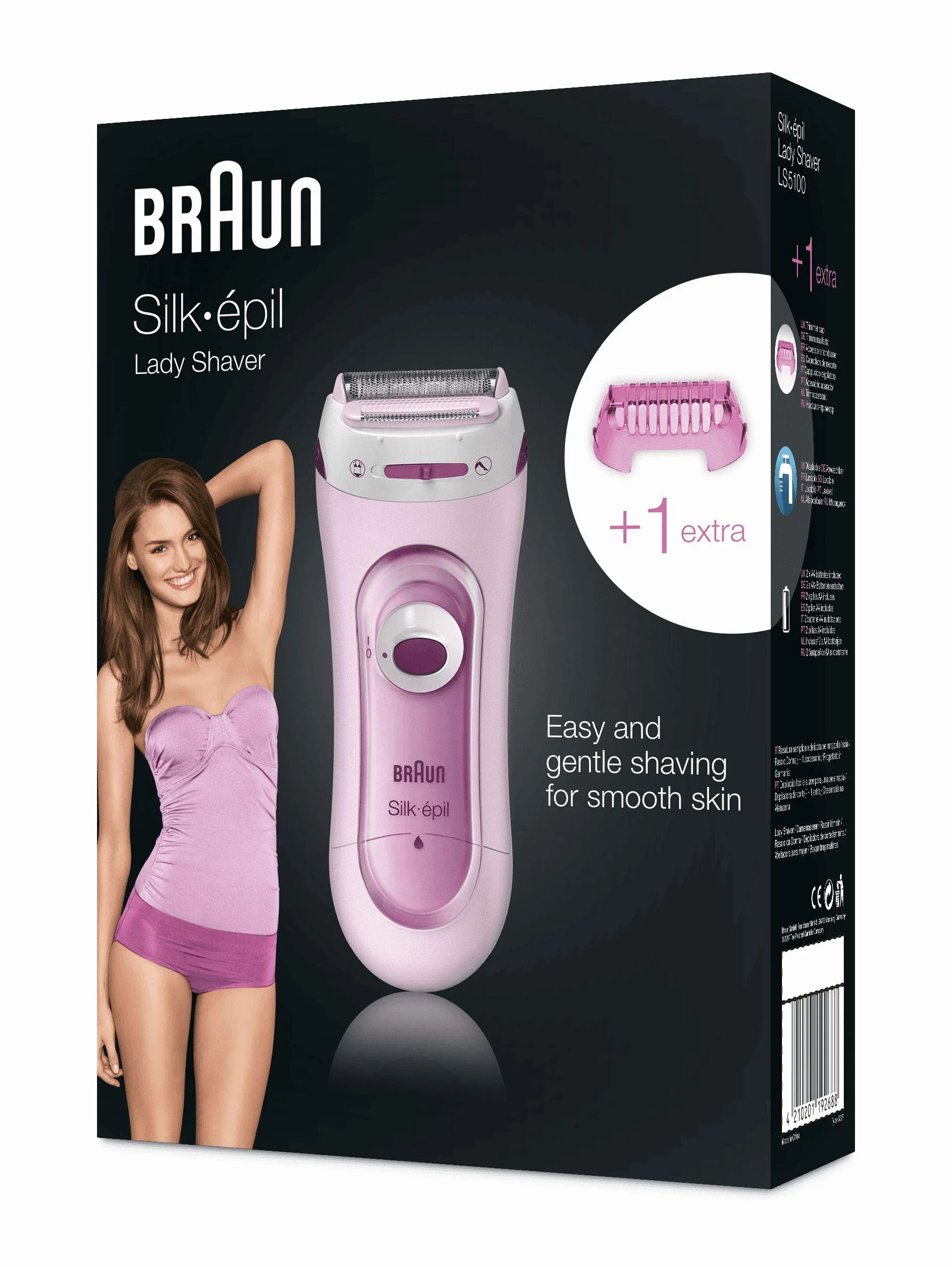 Braun Silk-épil Lady Shaver 5-100 bezprzewodowa elektryczna golarka damska i trymer, różowa