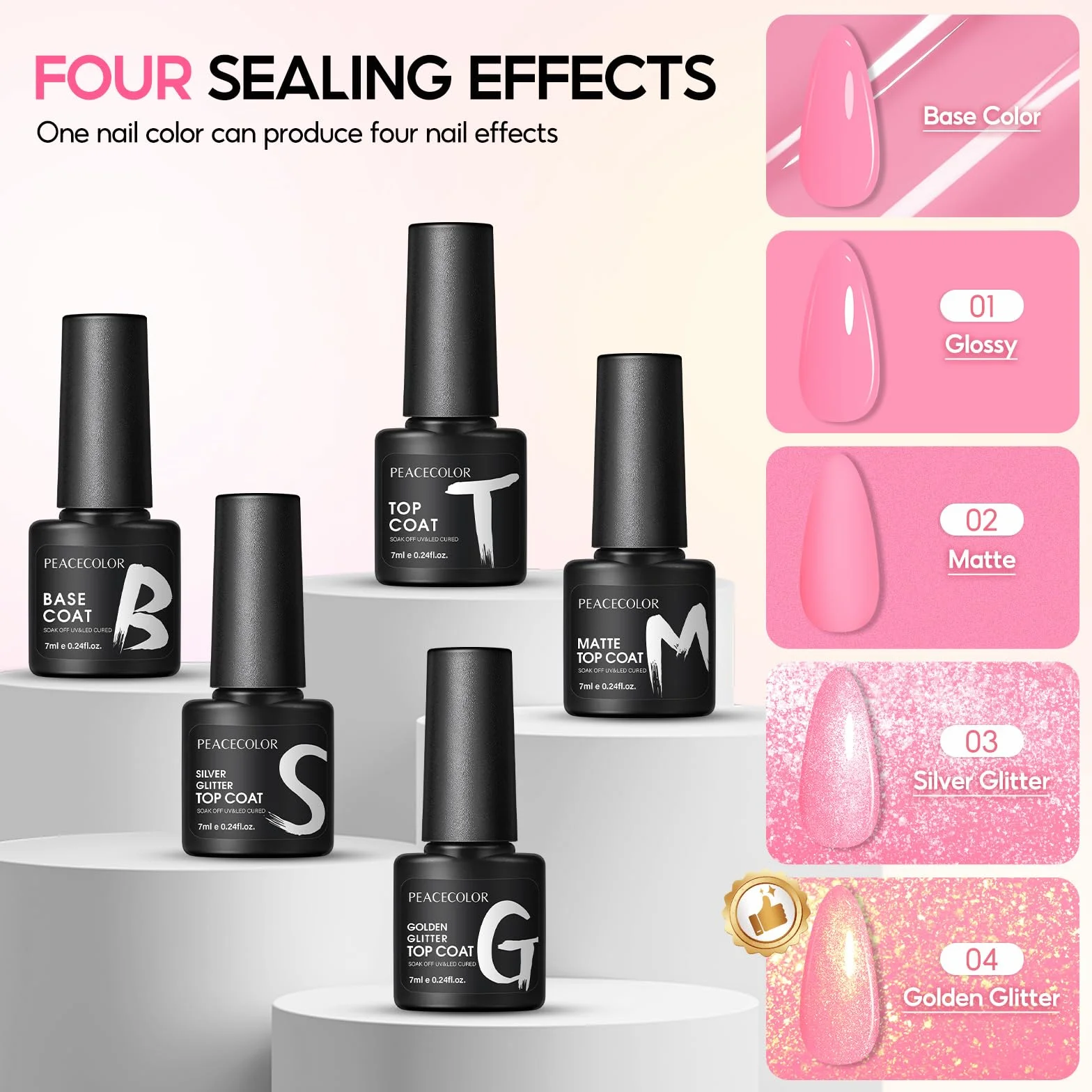 Zestaw żeli UV PEACECOLOR 35 kolorów baza top coat