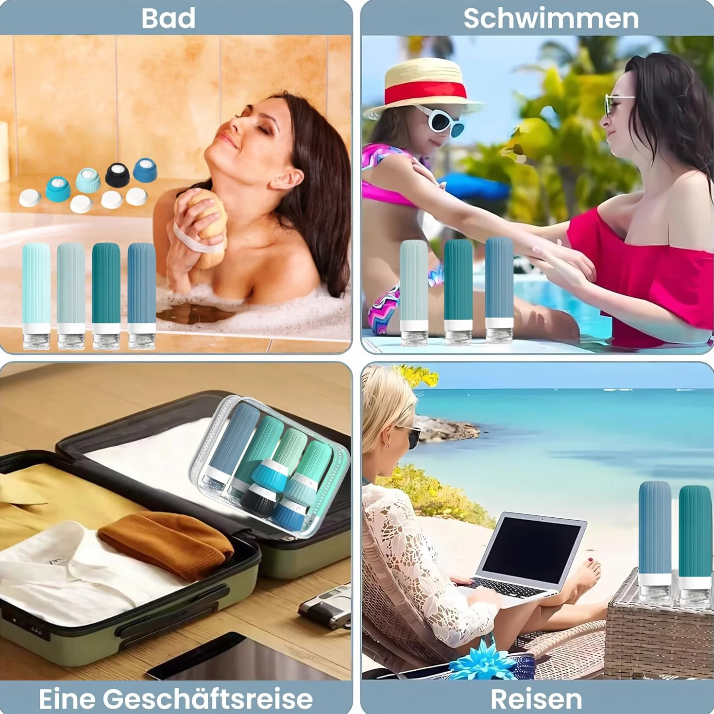Zestaw silikonowych butelek podróżnych, do napełniania, 18 sztuk, zestaw podróżny z zatwierdzeniem TSA, Travel Essentials