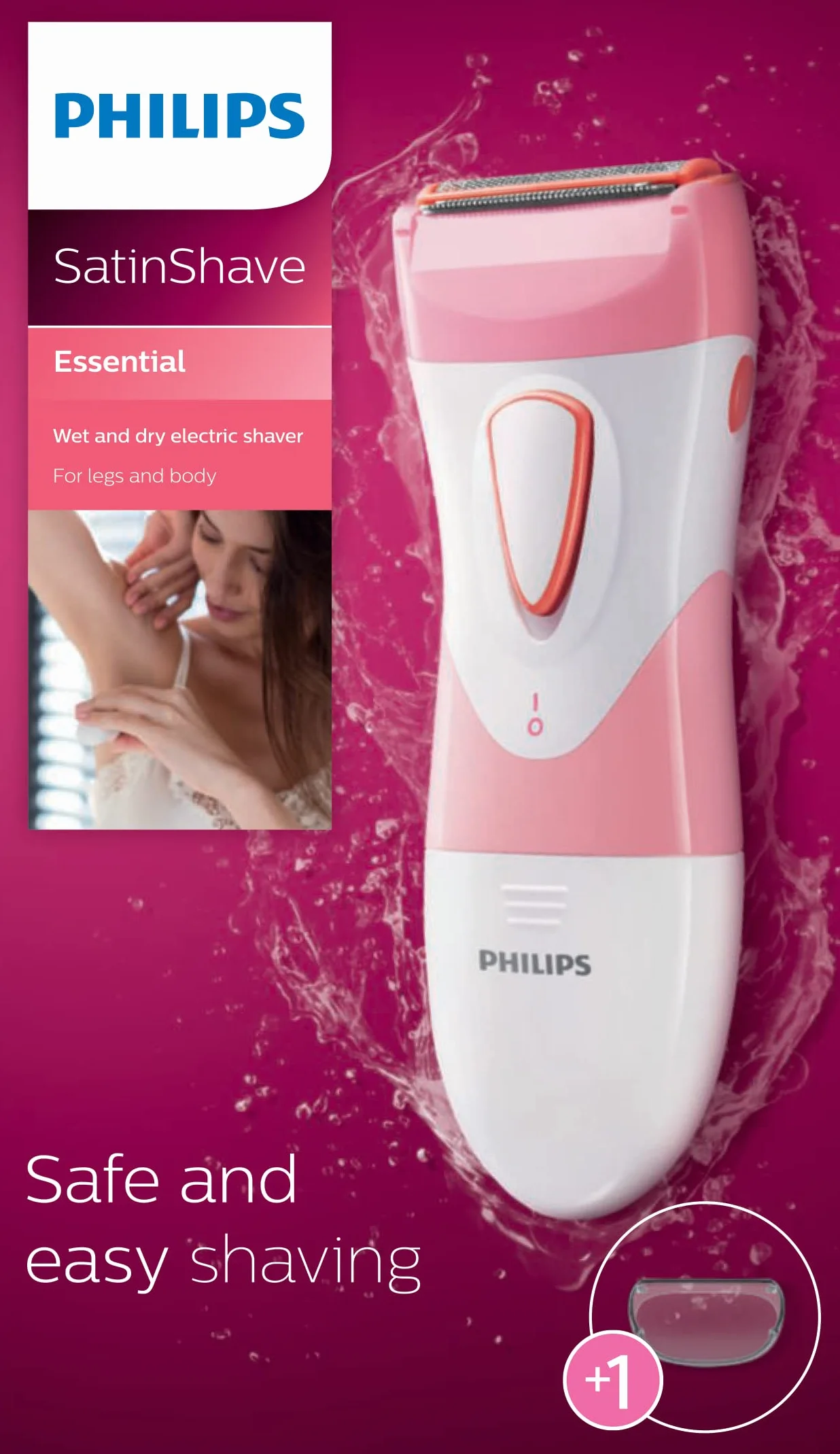 Philips SatinShave Essential HP6306 damska golarka elektryczna do nóg, do użytku bezprzewodowego na mokro i na sucho