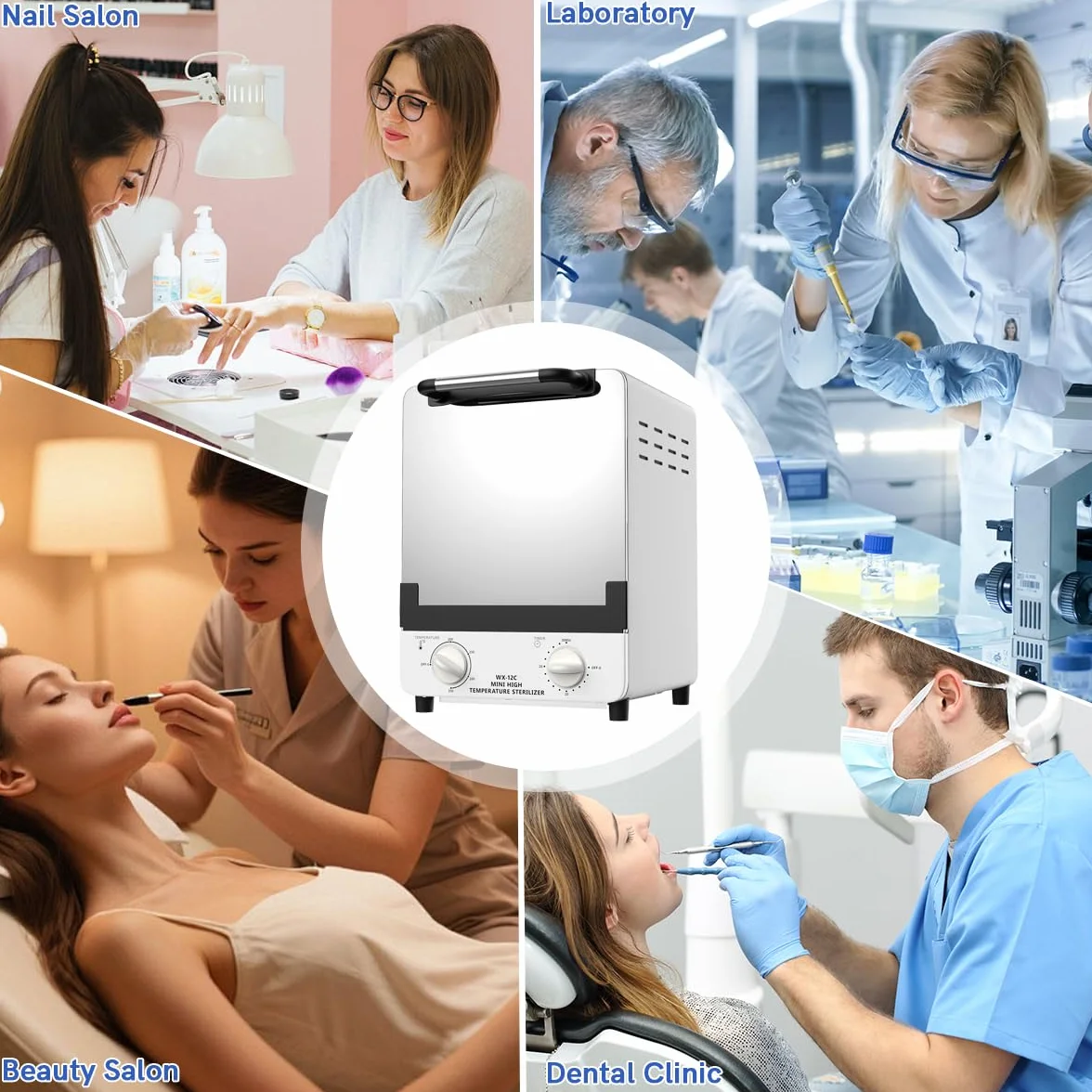 Xverycan Sterylizator gorącego powietrza, 1000 W, sterylizator na sucho 12 l, sterylizator do narzędzi do paznokci, narzędzi kosmetycznych, narzędzi fryzjerskich, salonów kosmetycznych