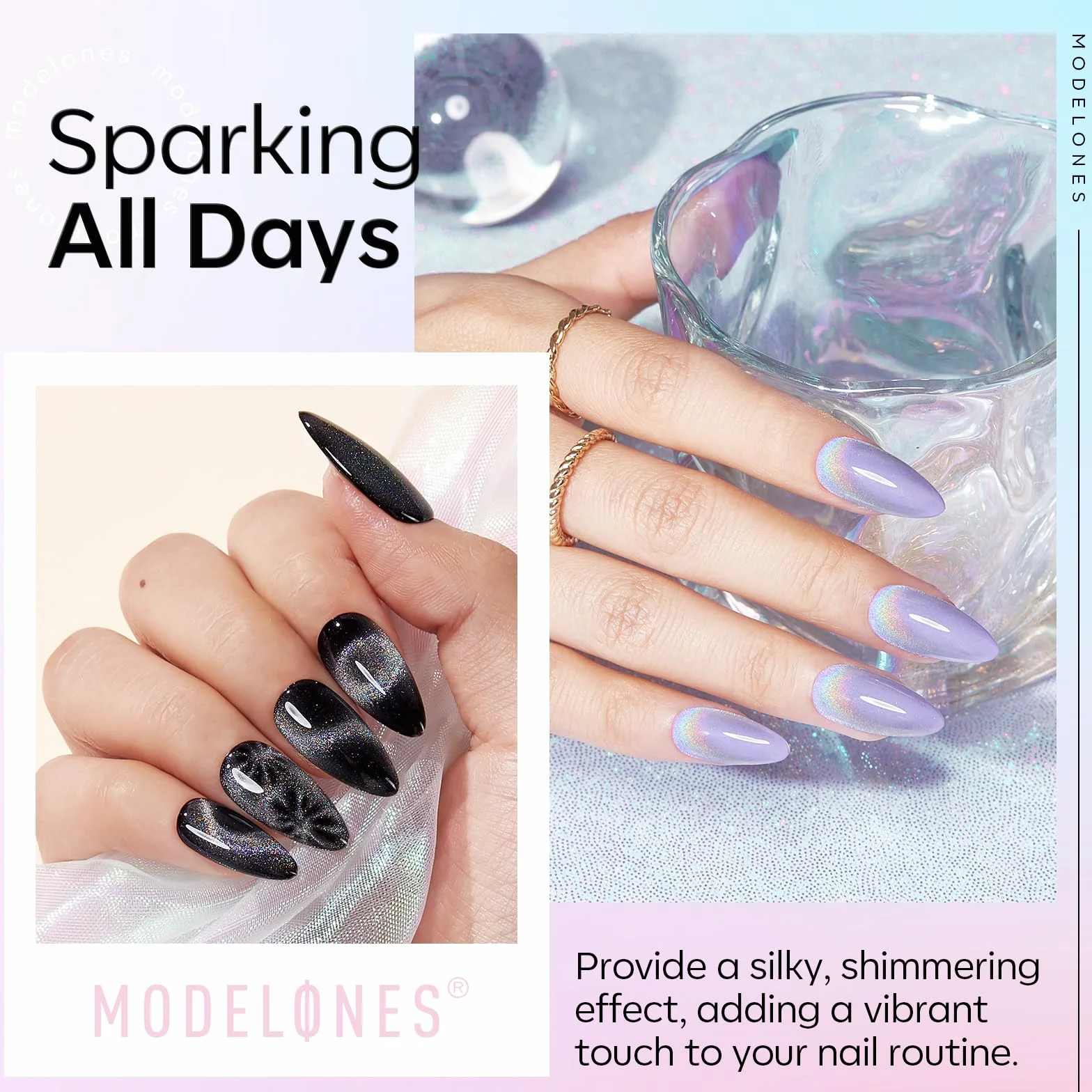 Modelones Błyszczący Lakier do Paznokci UV 10 ml, Bez Wycierania, Magnetyczny Lakier Ochronny do Paznokci Żelowych, Manicure, Stylizacji Paznokci