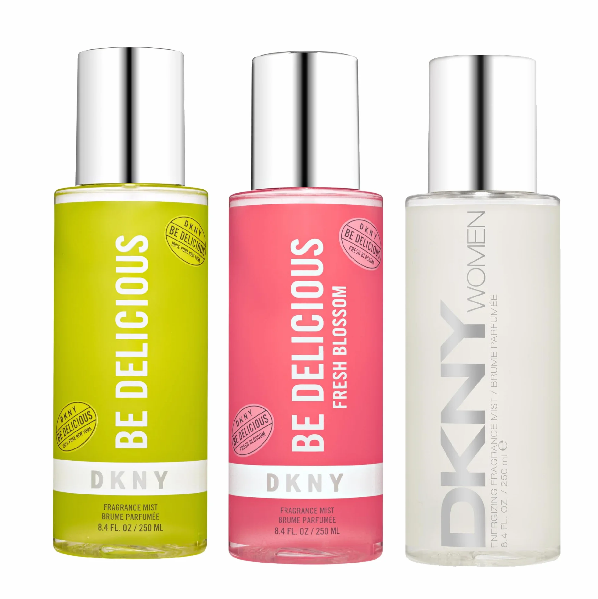 DKNY Be Delicious 100% Pure New York, mgiełka zapachowa dla kobiet, owocowo-kwiatowy zapach, do codziennego użytku, 250 ml