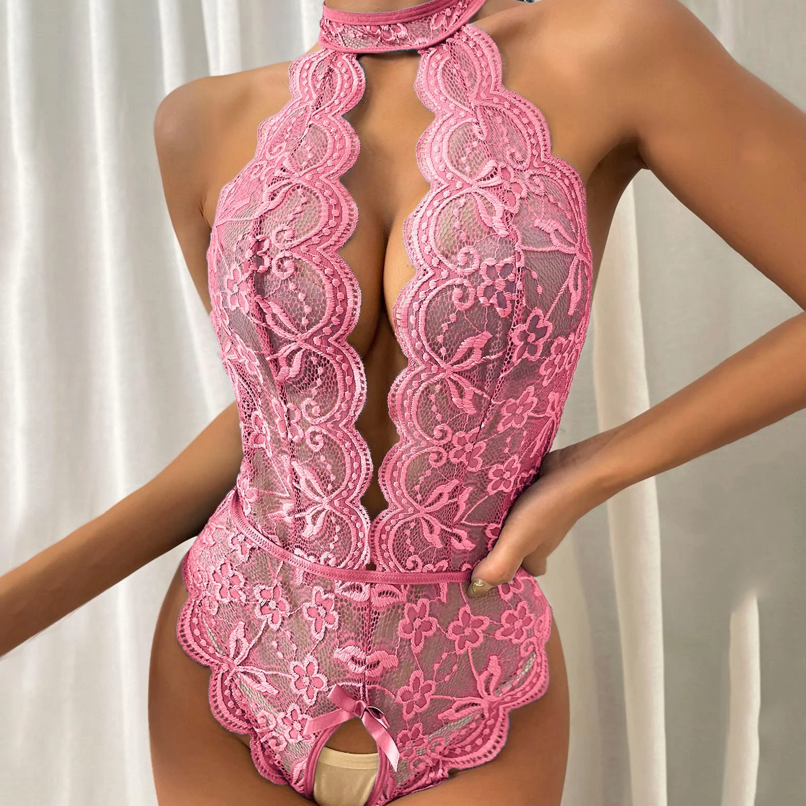 Body dla kobiet seksowna bielizna dla kobiet niegrzeczny zestaw do seksu koronkowy Teddy jednoczęściowa bielizna plus size babydolls seksowna bielizna Boże Narodzenie głęboki dekolt w serek bielizna