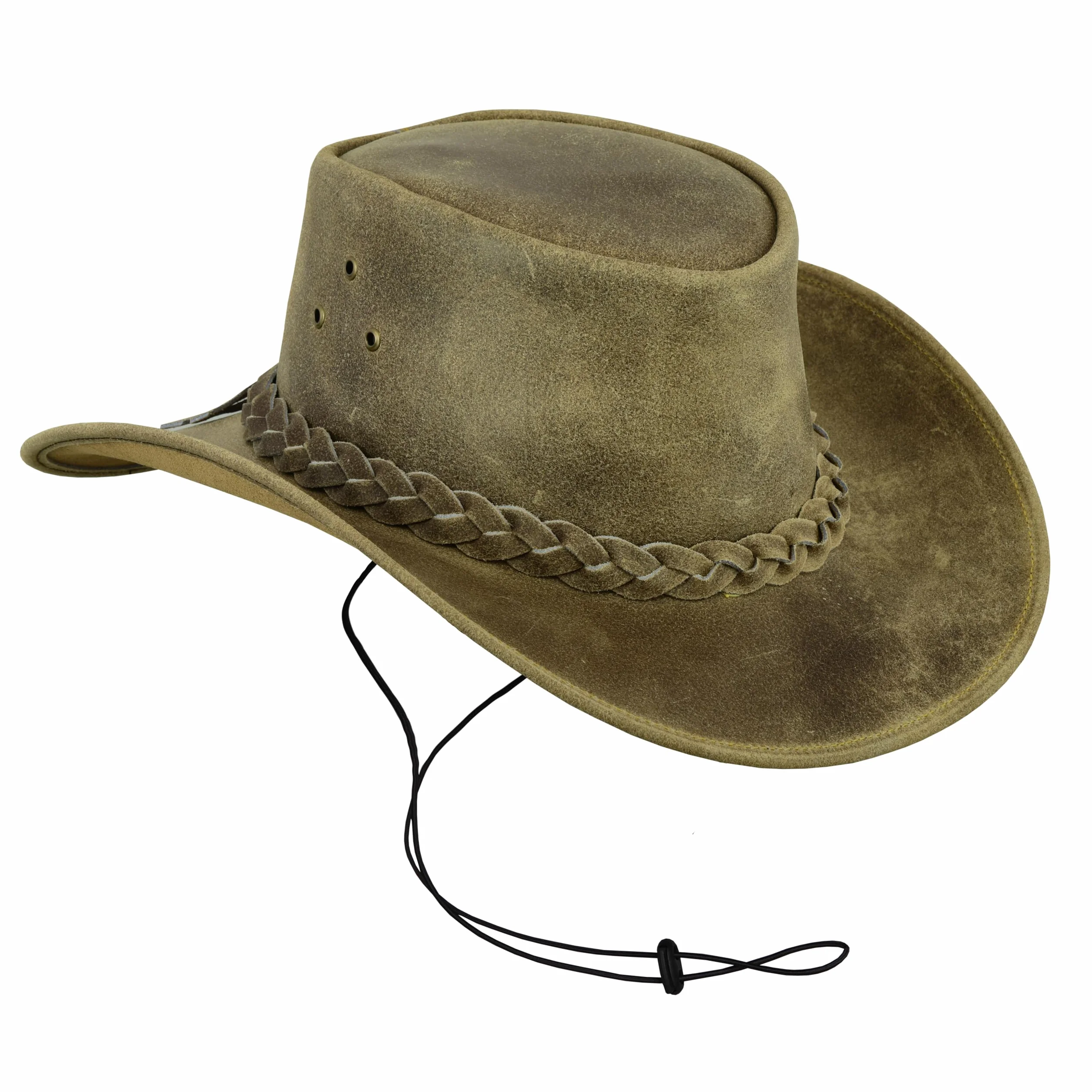 Kapelusz kowbojski Leatherick Oryginalna zamszowa skóra bydlęca w stylu australijskim Kapelusz ze skóry bydlęcej Western Outback