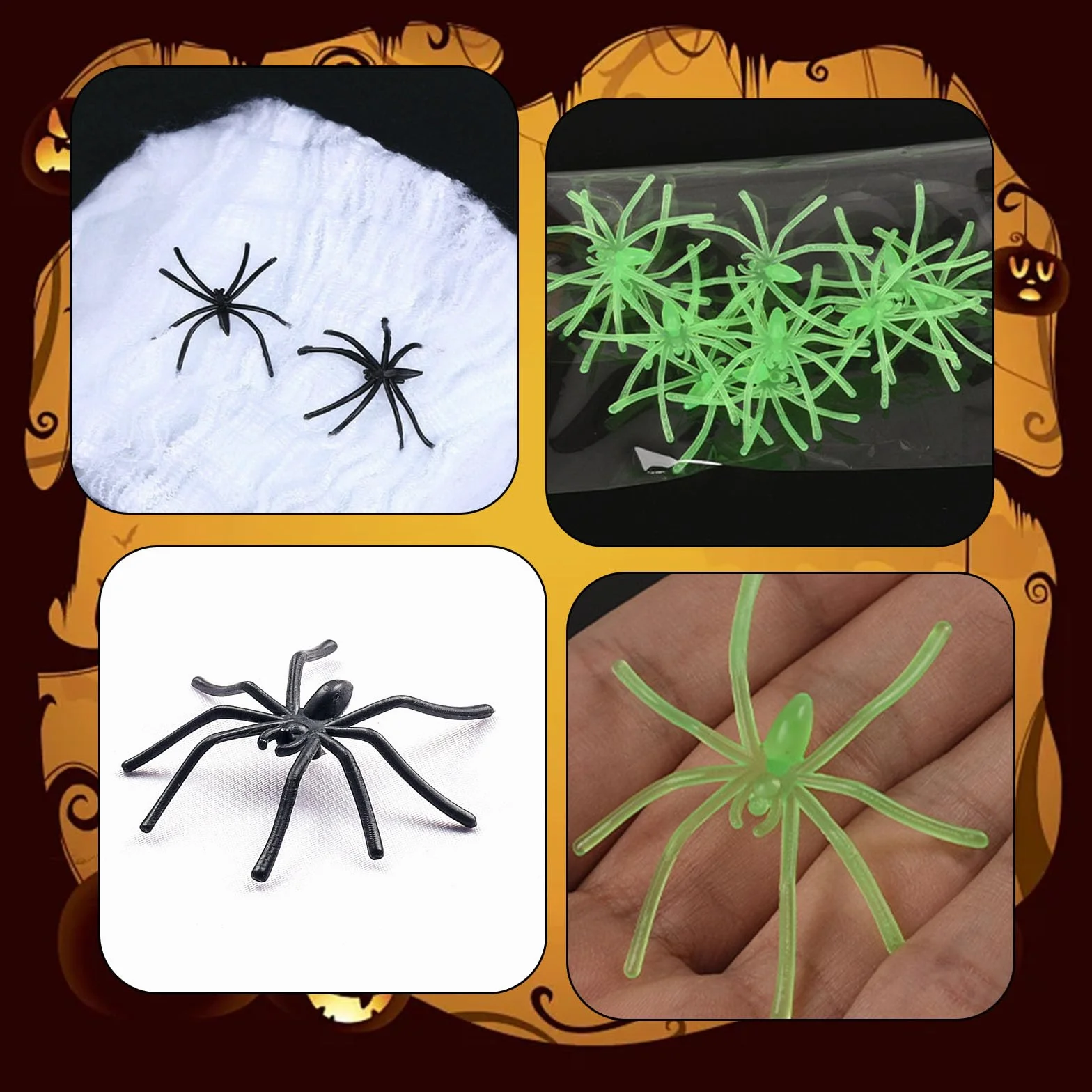 GWAWG Pajęczyny na Halloween, 100 g, dekoracja pajęczyny z 40 szt. sztucznych pająków, rozciągliwa sztuczna pajęczyna na Halloween, biała pajęczyna do przerażających dekoracji na Halloween