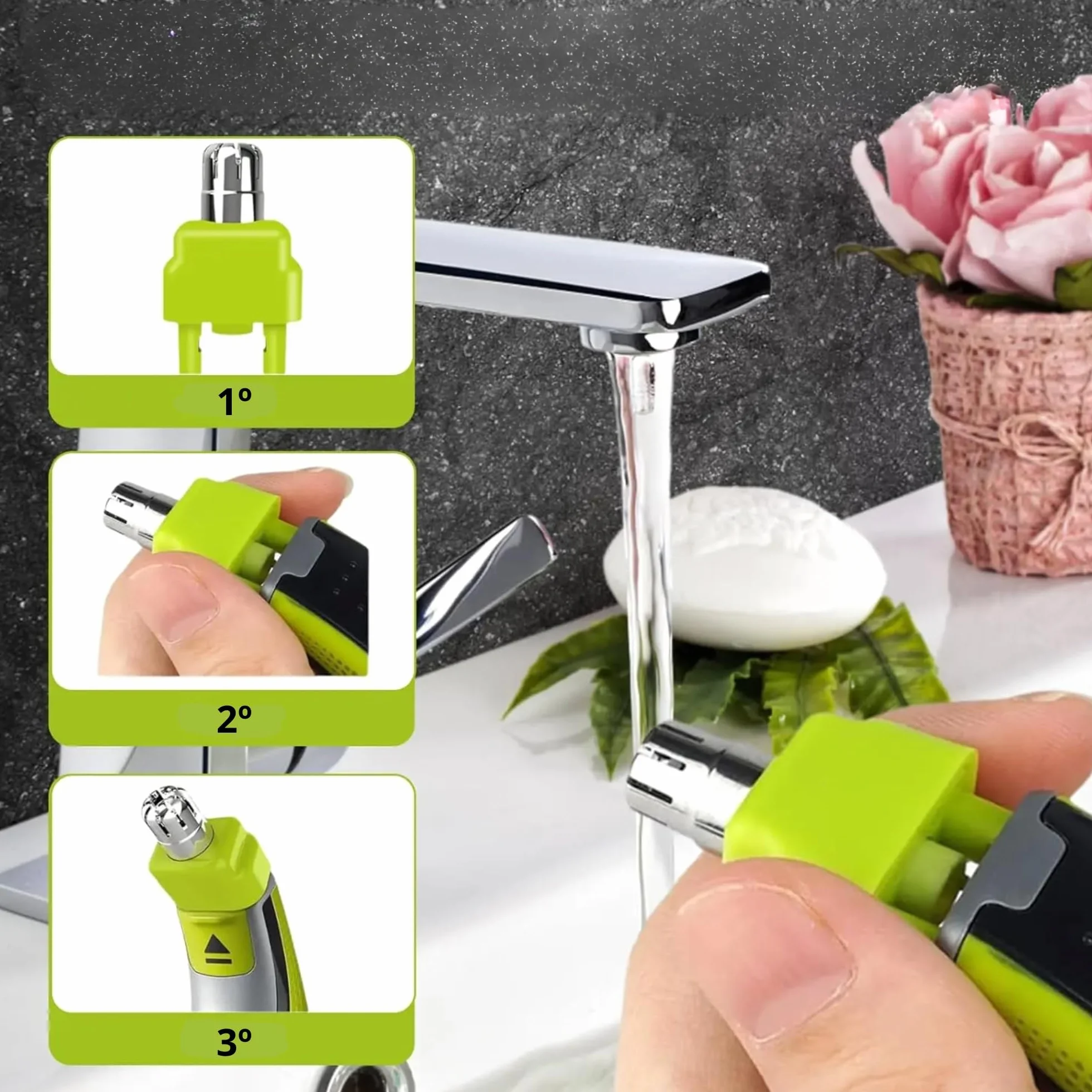 One Blade Łyżeczka do nosa i uszu kompatybilna, system obrotowy 360°, łatwe czyszczenie (1 sztuka)