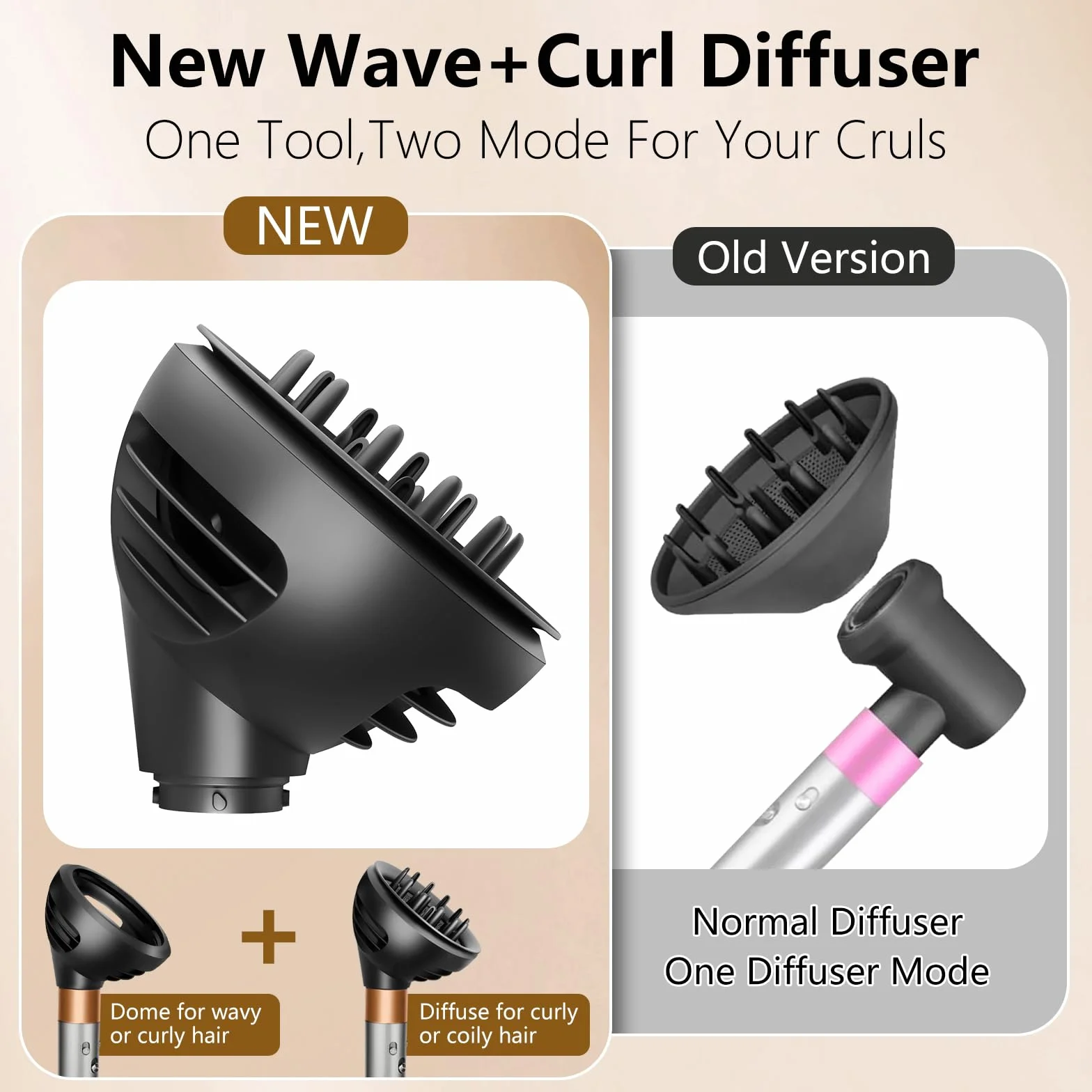 Chuancheng dyfuzor do fal i loków do stylizatora Dyson Airwrap, ulepszony dyfuzor do stylizatora Dyson Airwrap HS01 HS05 HS08 do włosów falistych, kręconych lub z łokami